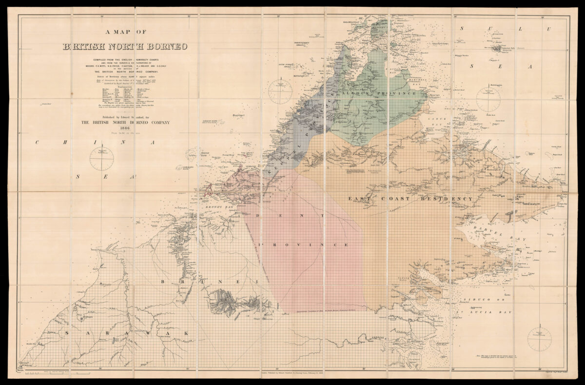 STANFORD, Edward A Map of British North Borneo