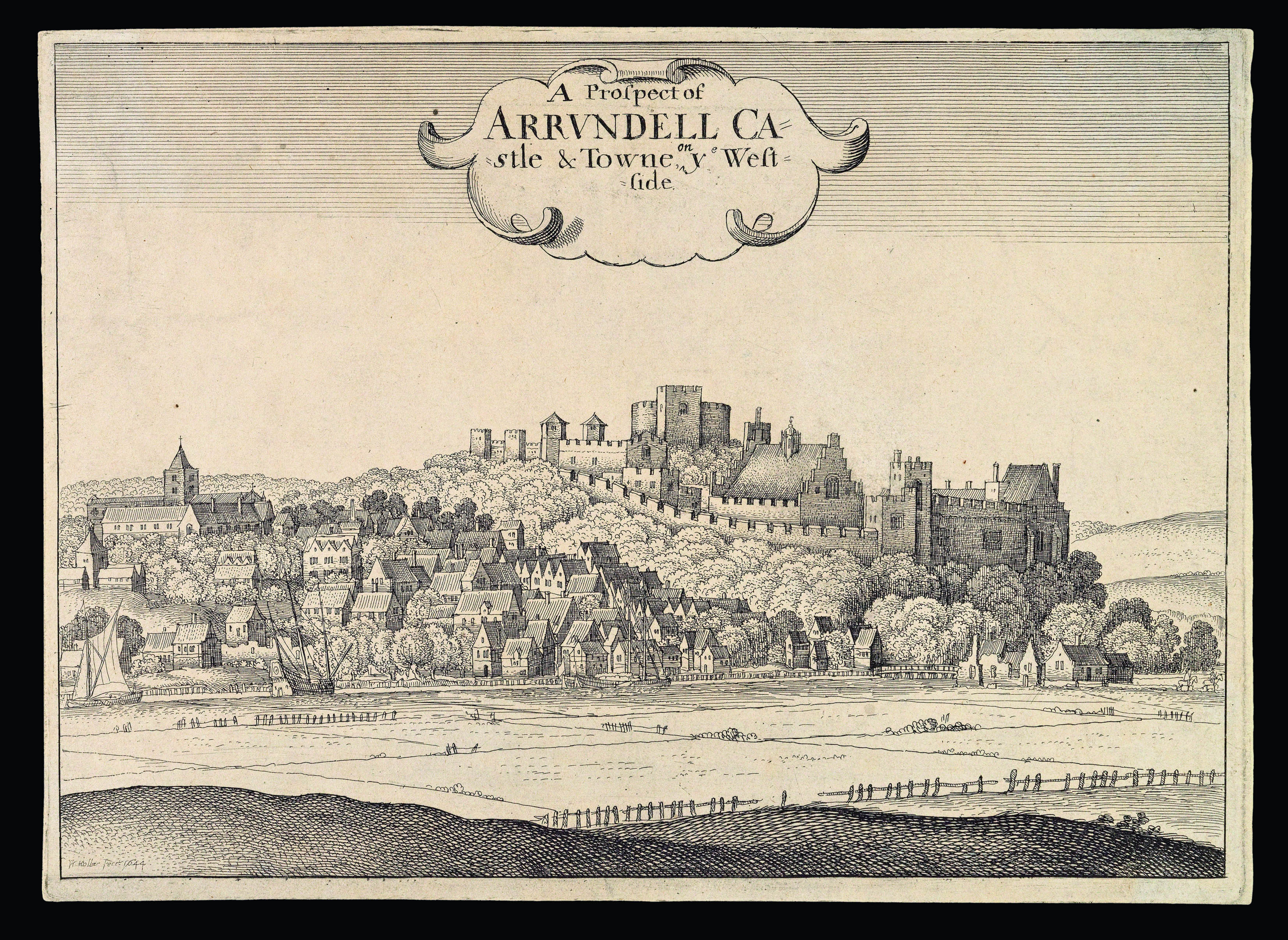 HOLLAR, W[enceslaus] A Prospect of ARRVNDELL Castle & Towne on y West Side