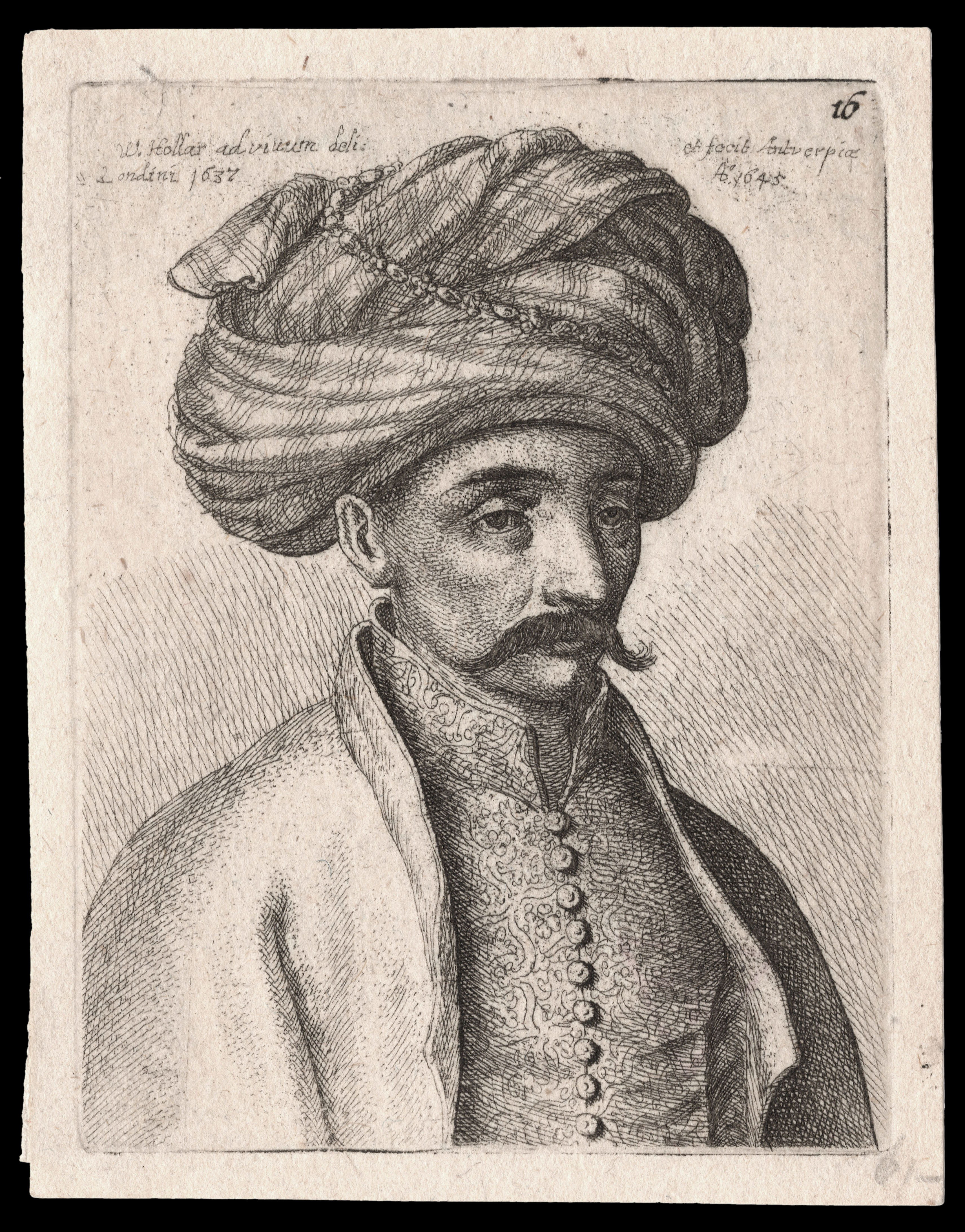 HOLLAR, W[enceslaus] [Print of man in turban with moustache]