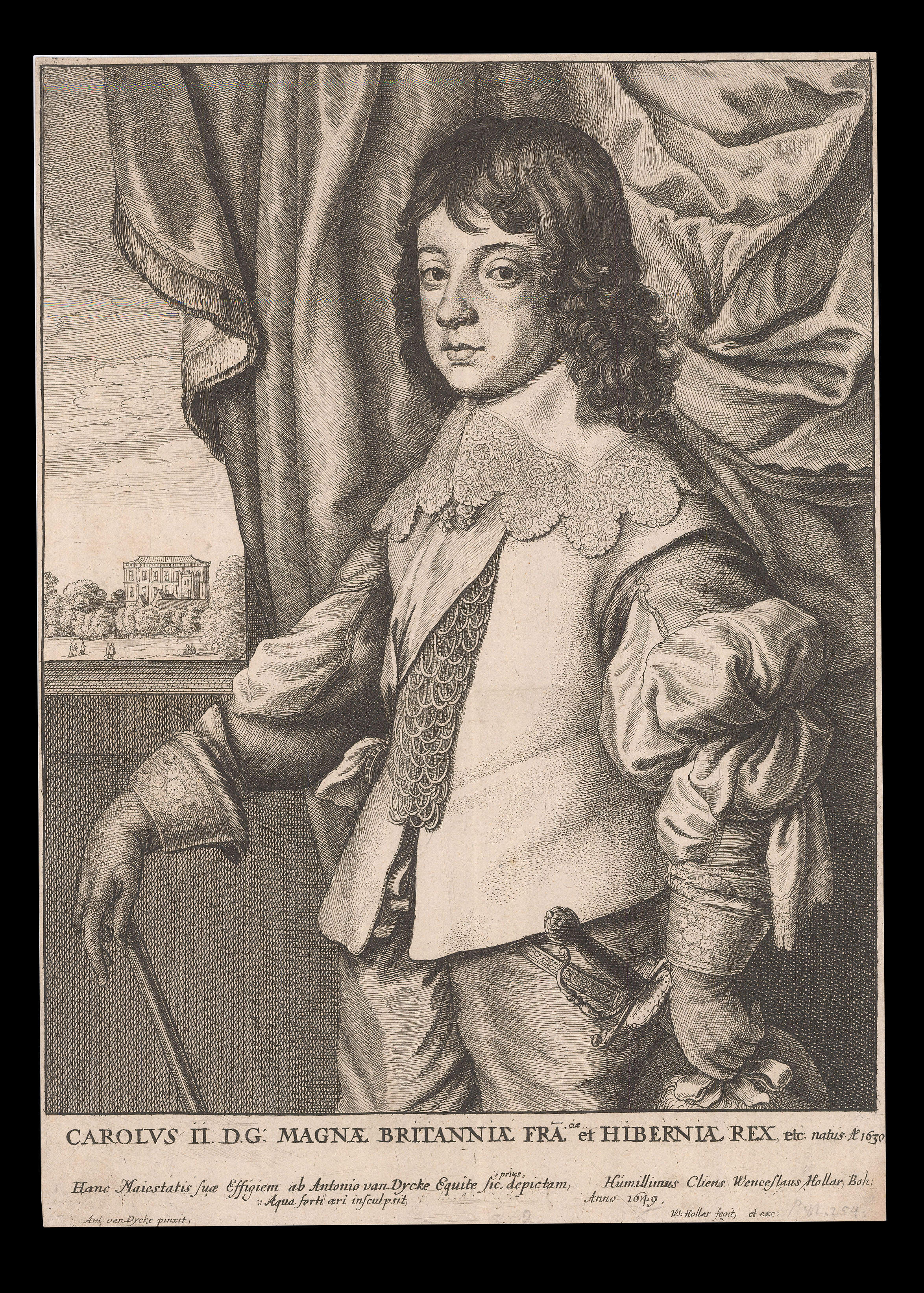 HOLLAR, W[enceslaus] [after] Ant[hony] van DYCK Carolus II DG Magna Brittania Fra et Hibernia Rex