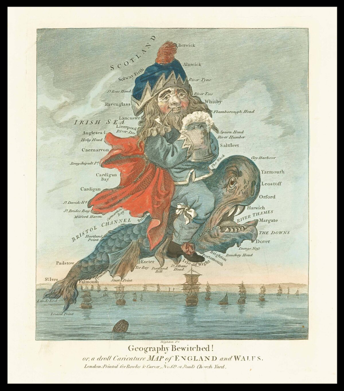 DIGHTON, Robert Geography Bewitched or a droll Caricature Map of England and Wales.