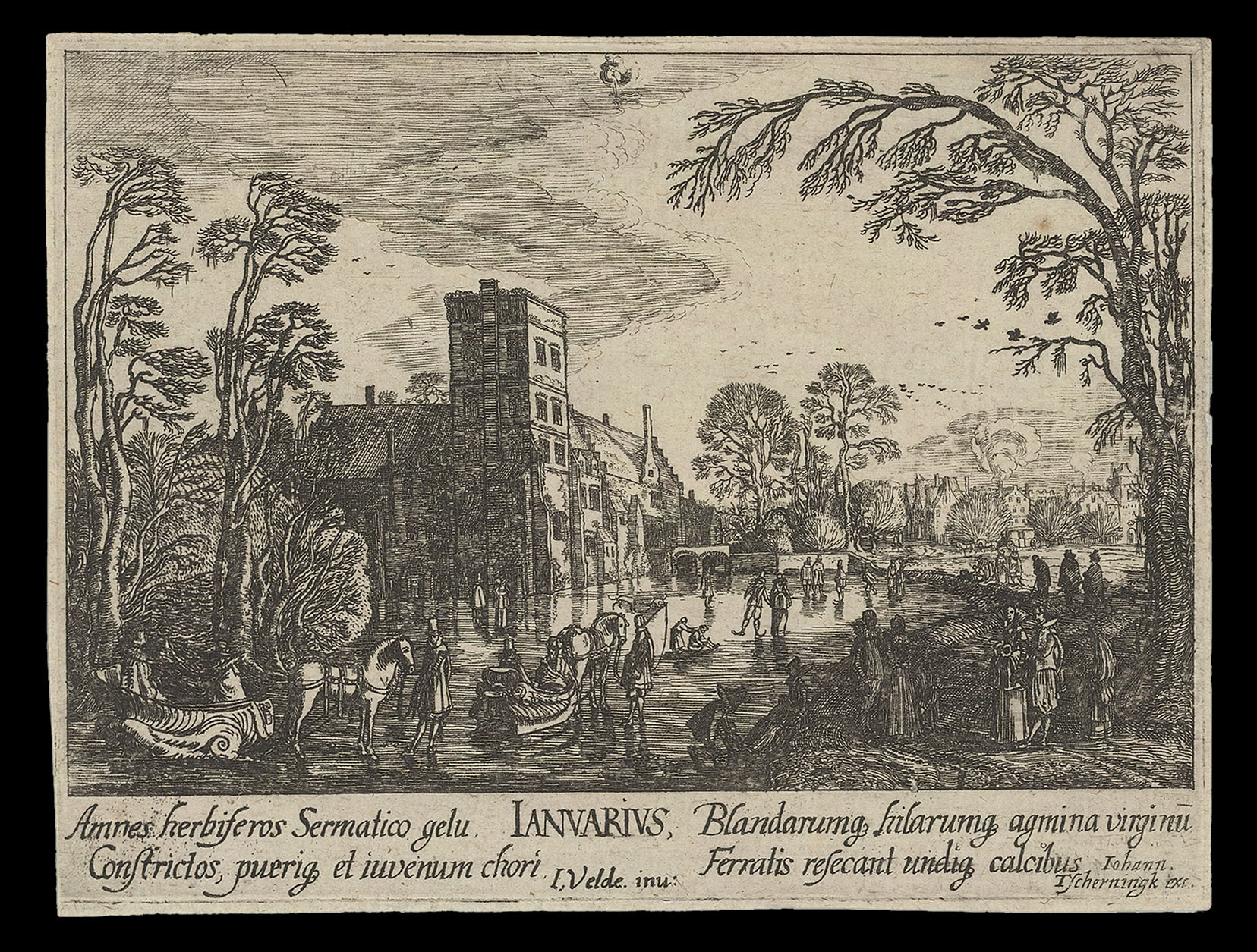 HOLLAR, W[enceslaus] [Twelve Months of the Year with Signs of the Zodiac]