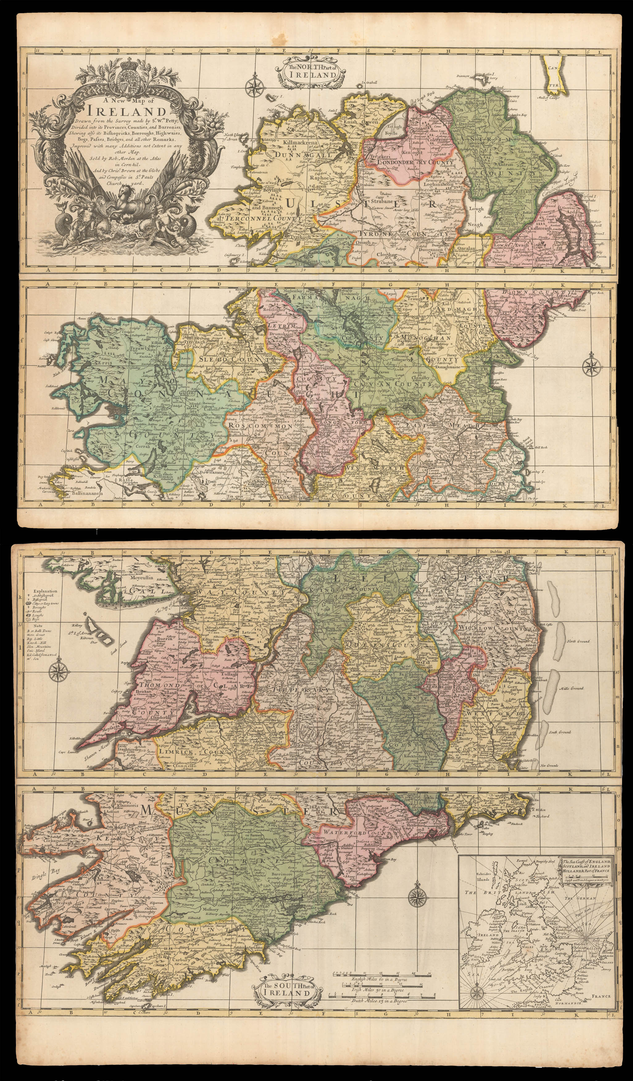 MORDEN, Rob[er]t and Christ[opher] BROWN A New Map of IRELAND Drawn from the Survey made by Sr. Wm. Petty;
