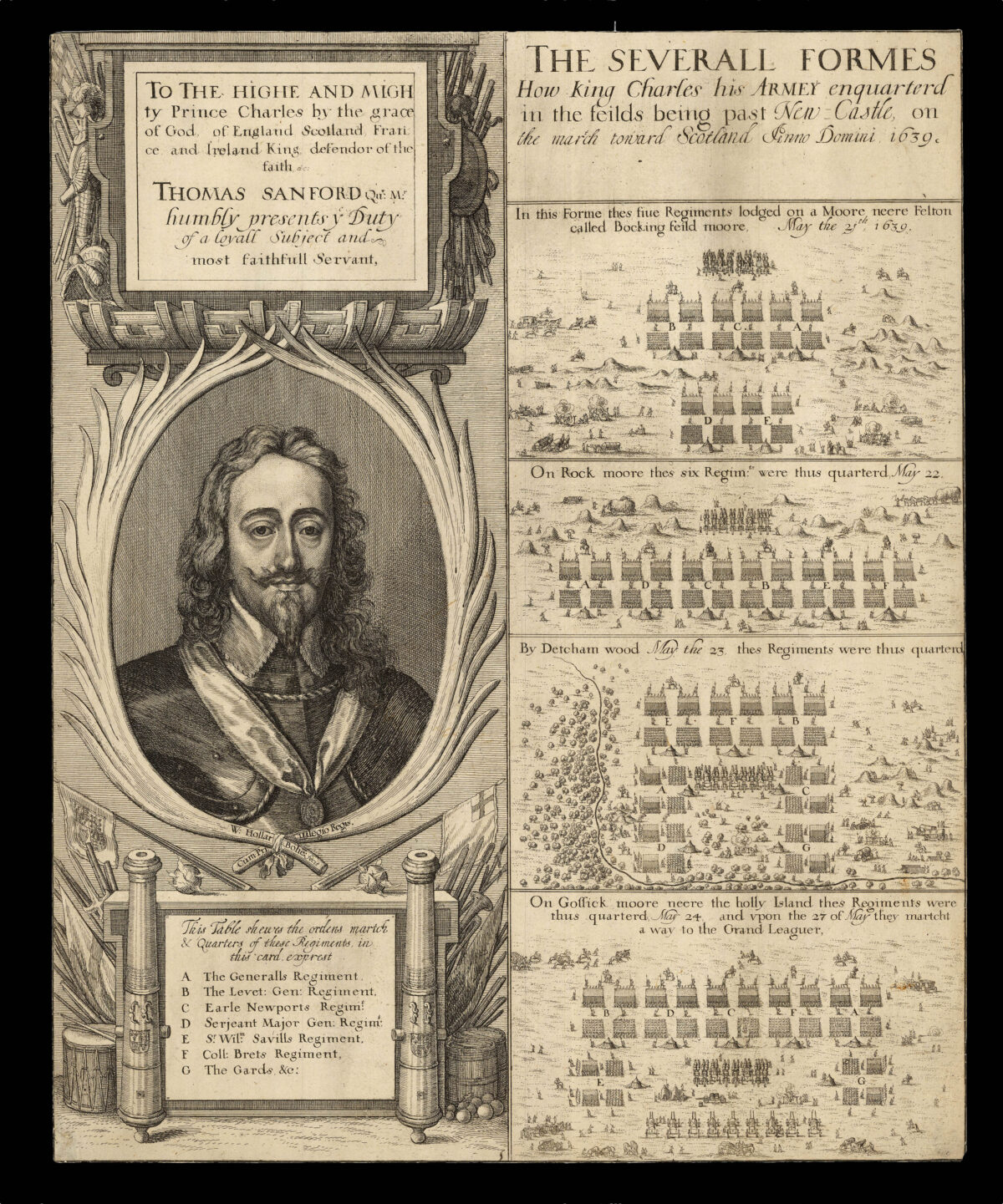 [HOLLAR, Wenceslaus] The Severall Formes How King Charles his Armey enquarterd in the fields