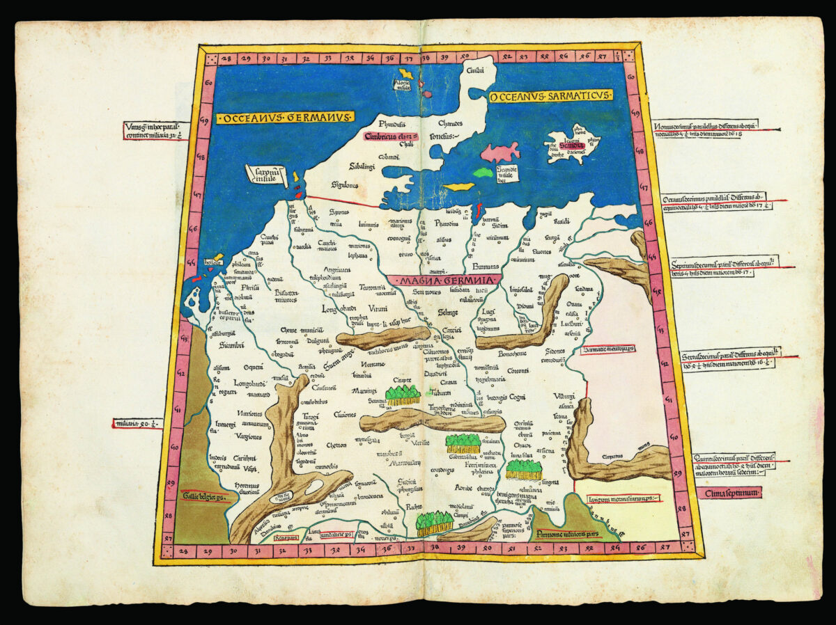 PTOLEMAEUS, Claudius [translated by ANGELUS, Jacobus, edited by GERMANUS, Nicolaus] [Germany] Quarta Europe Tabula