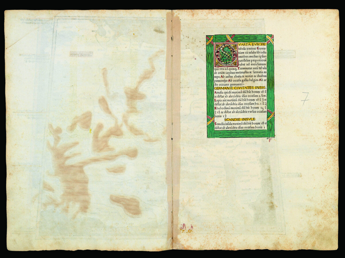 PTOLEMAEUS, Claudius [translated by ANGELUS, Jacobus, edited by GERMANUS, Nicolaus] [Germany] Quarta Europe Tabula
