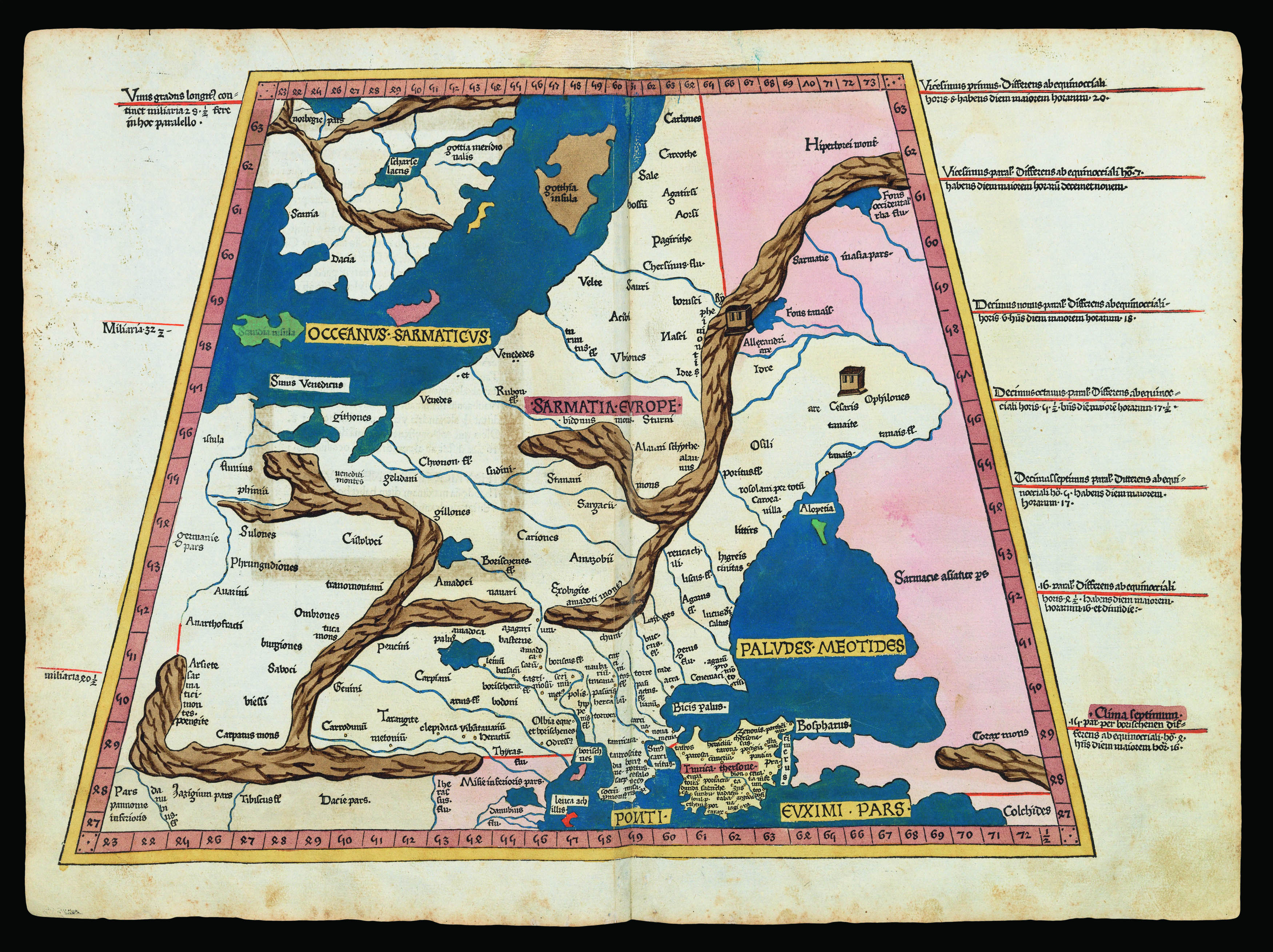 A striking map of Russia and the Black Sea from the 1482 Ulm Ptolemy ...