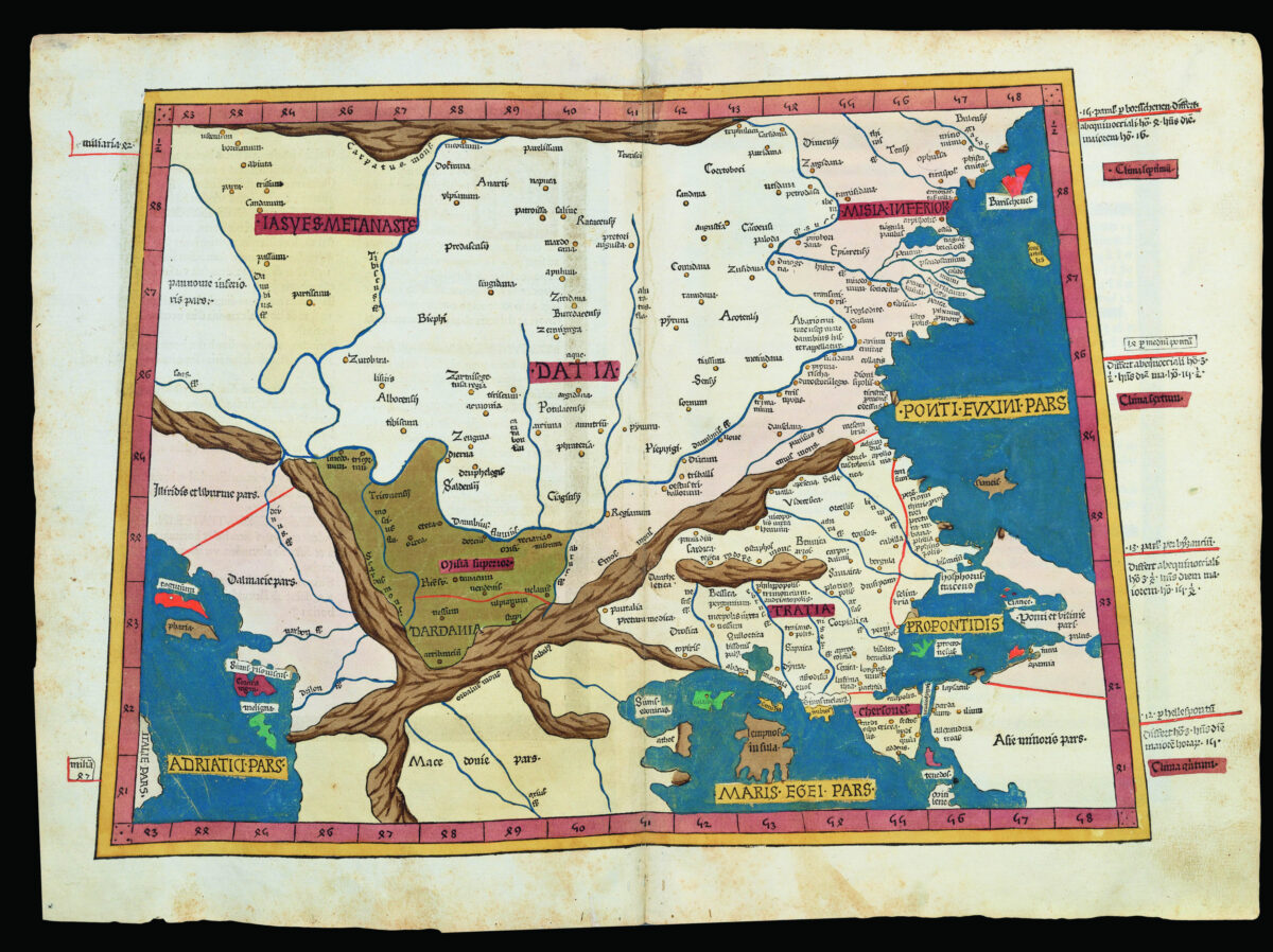 PTOLEMAEUS, Claudius [translated by ANGELUS, Jacobus, edited by GERMANUS, Nicolaus] [Balkans] Nona Europe tabula.