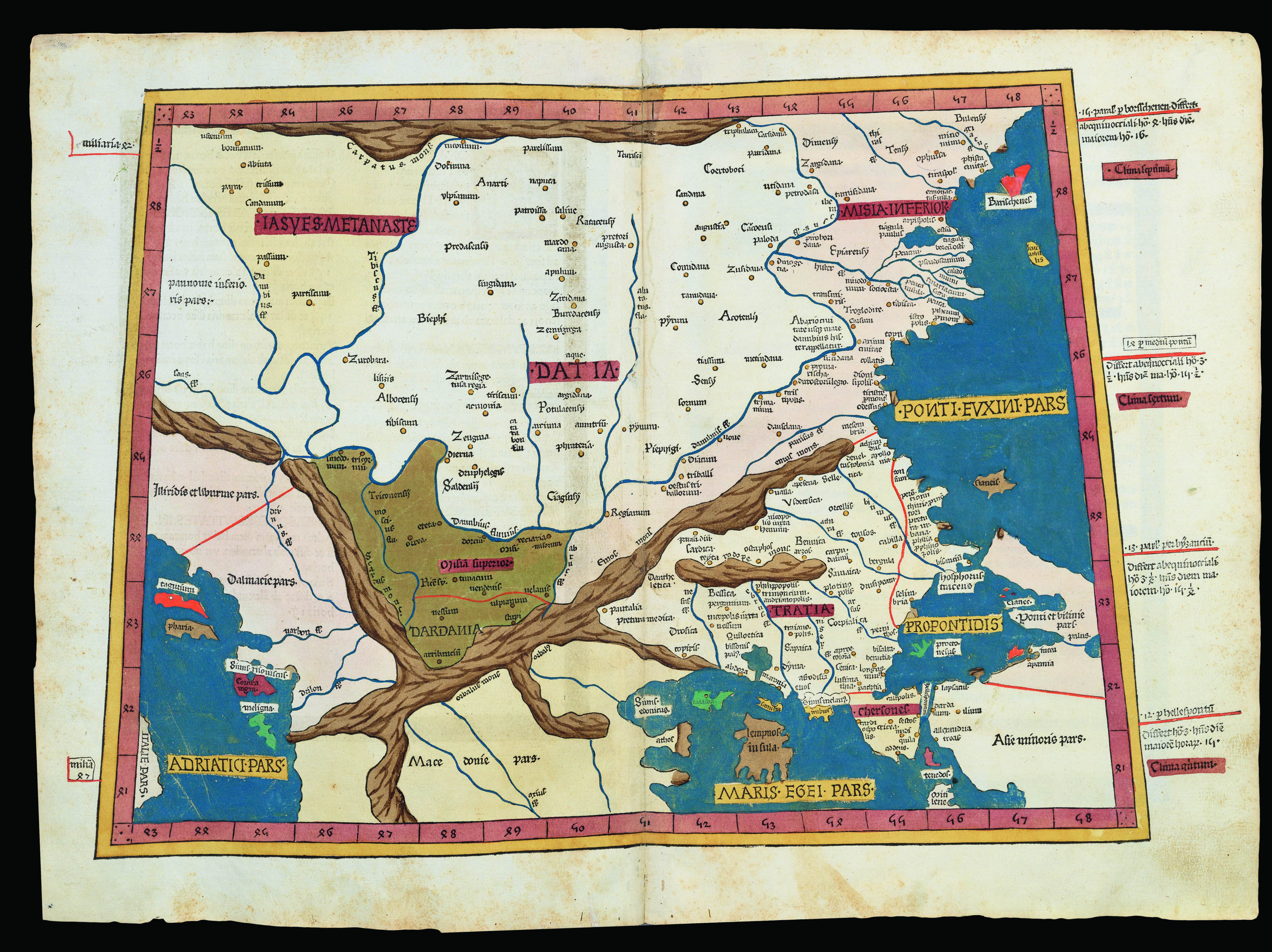 PTOLEMAEUS, Claudius [translated by ANGELUS, Jacobus, edited by GERMANUS, Nicolaus] [Balkans] Nona Europe tabula.
