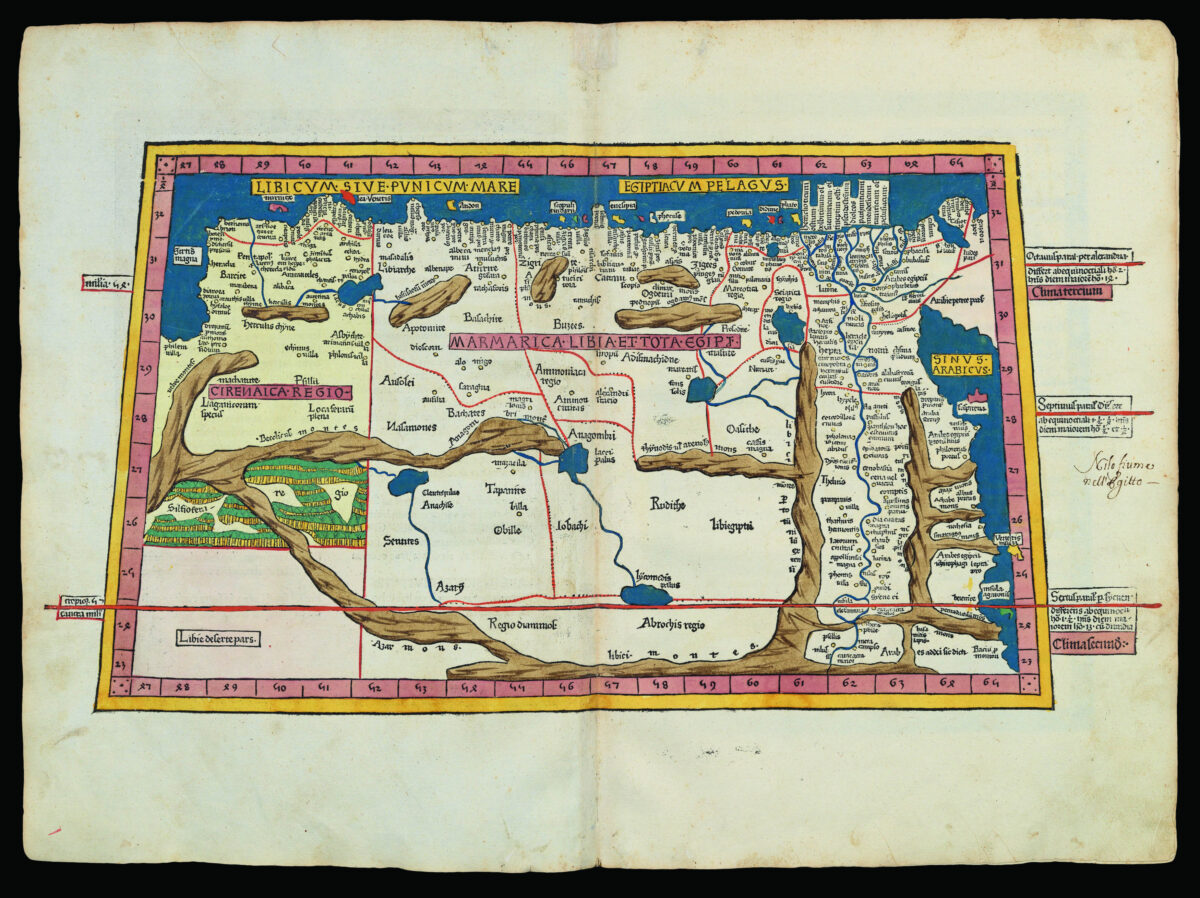 PTOLEMAEUS, Claudius [translated by ANGELUS, Jacobus, edited by GERMANUS, Nicolaus] [Egypt, Libya]  Tertia Affrice Tabula.