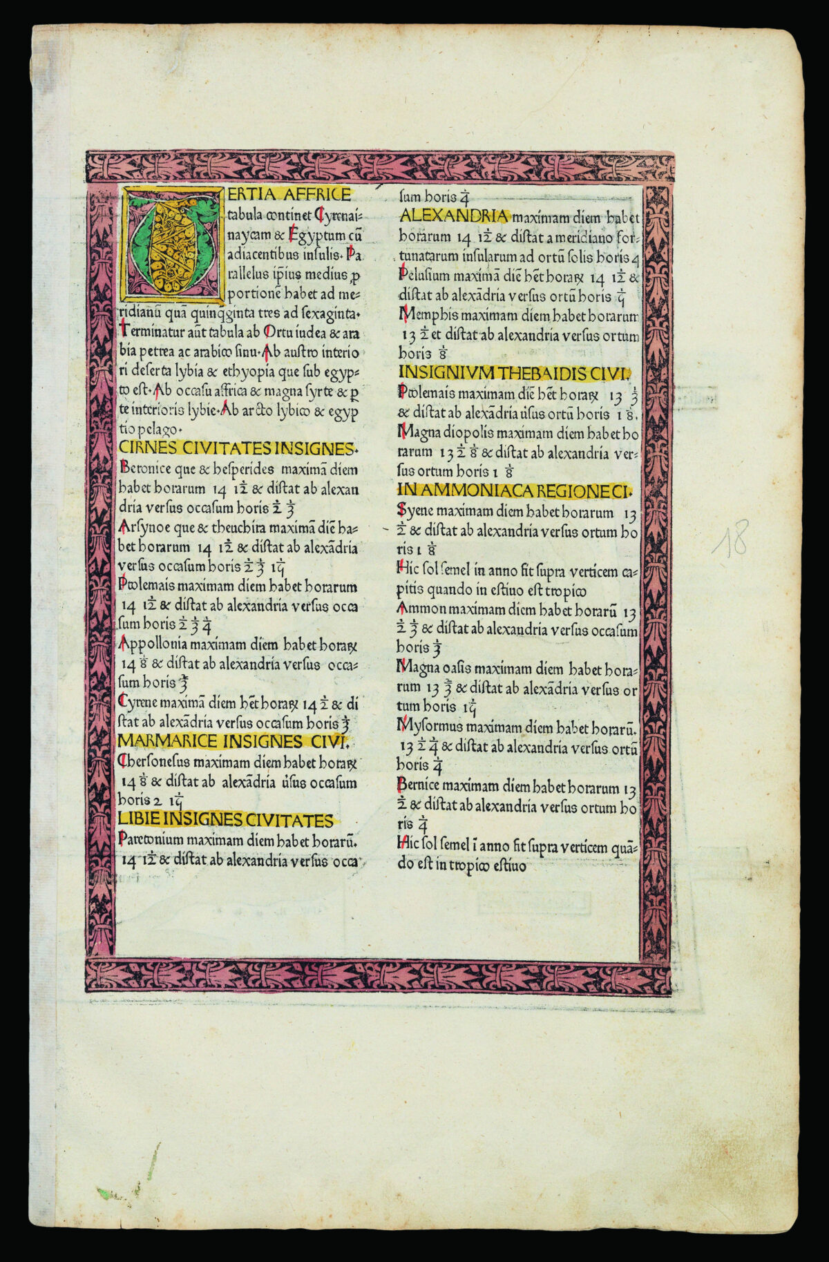 PTOLEMAEUS, Claudius [translated by ANGELUS, Jacobus, edited by GERMANUS, Nicolaus] [Egypt, Libya]  Tertia Affrice Tabula.