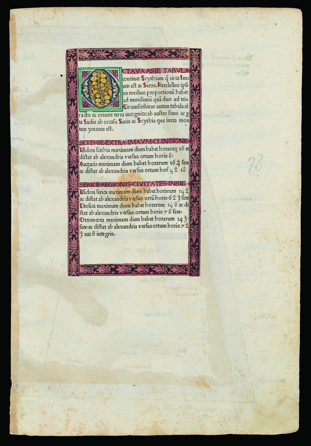 PTOLEMAEUS, Claudius [translated by ANGELUS, Jacobus, edited by GERMANUS, Nicolaus] [Himilayas and Central Asia] Octava Asie tabula.