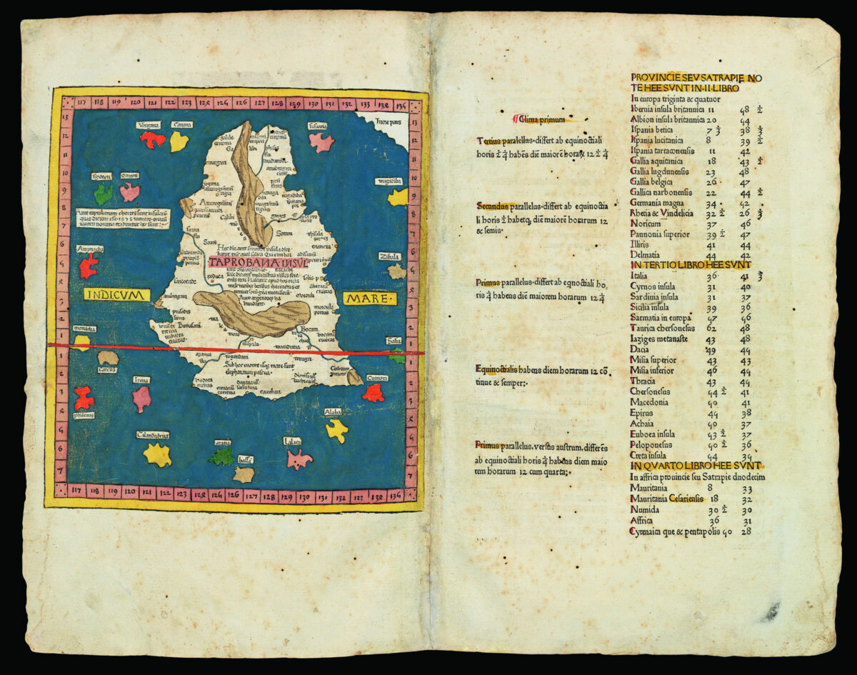 PTOLEMAEUS, Claudius [translated by ANGELUS, Jacobus, edited by GERMANUS, Nicolaus] [Sri Lanka] Duodecima et ultima Asie tabula.