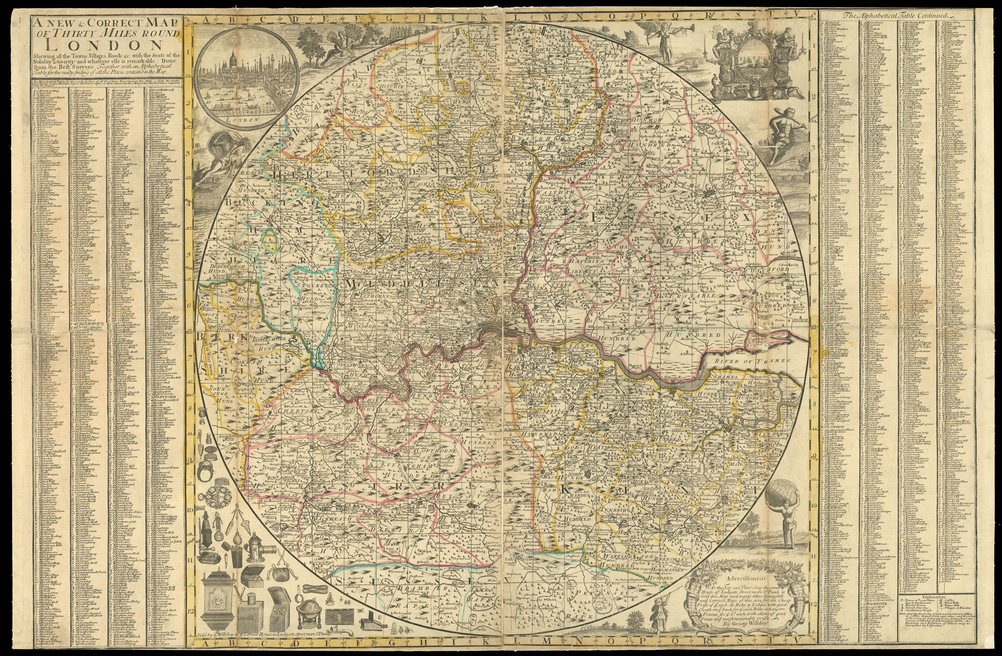 WILLDEY, George A New & Correct Map of Thirty Miles Round London