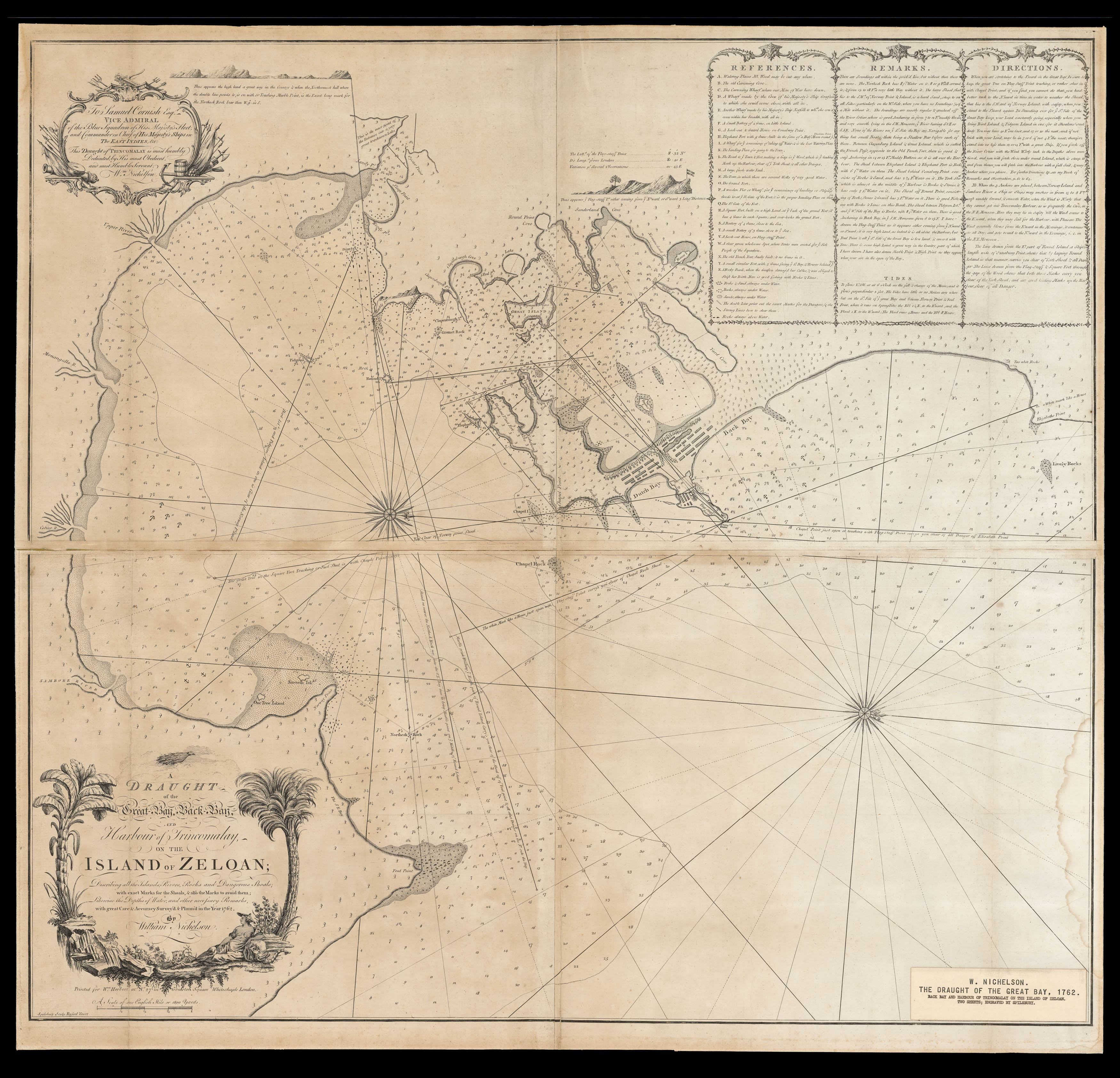 NICHELSON, William A Draft of The Great Bay, Back Bay and Harbour of Trincomalay on The Island of Zeloan,