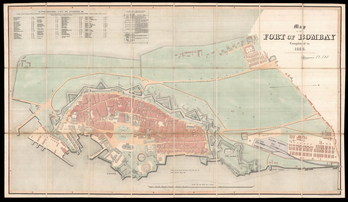 CONYBEARE, Henry Map of the Fort of Bombay. Completed to 1855.