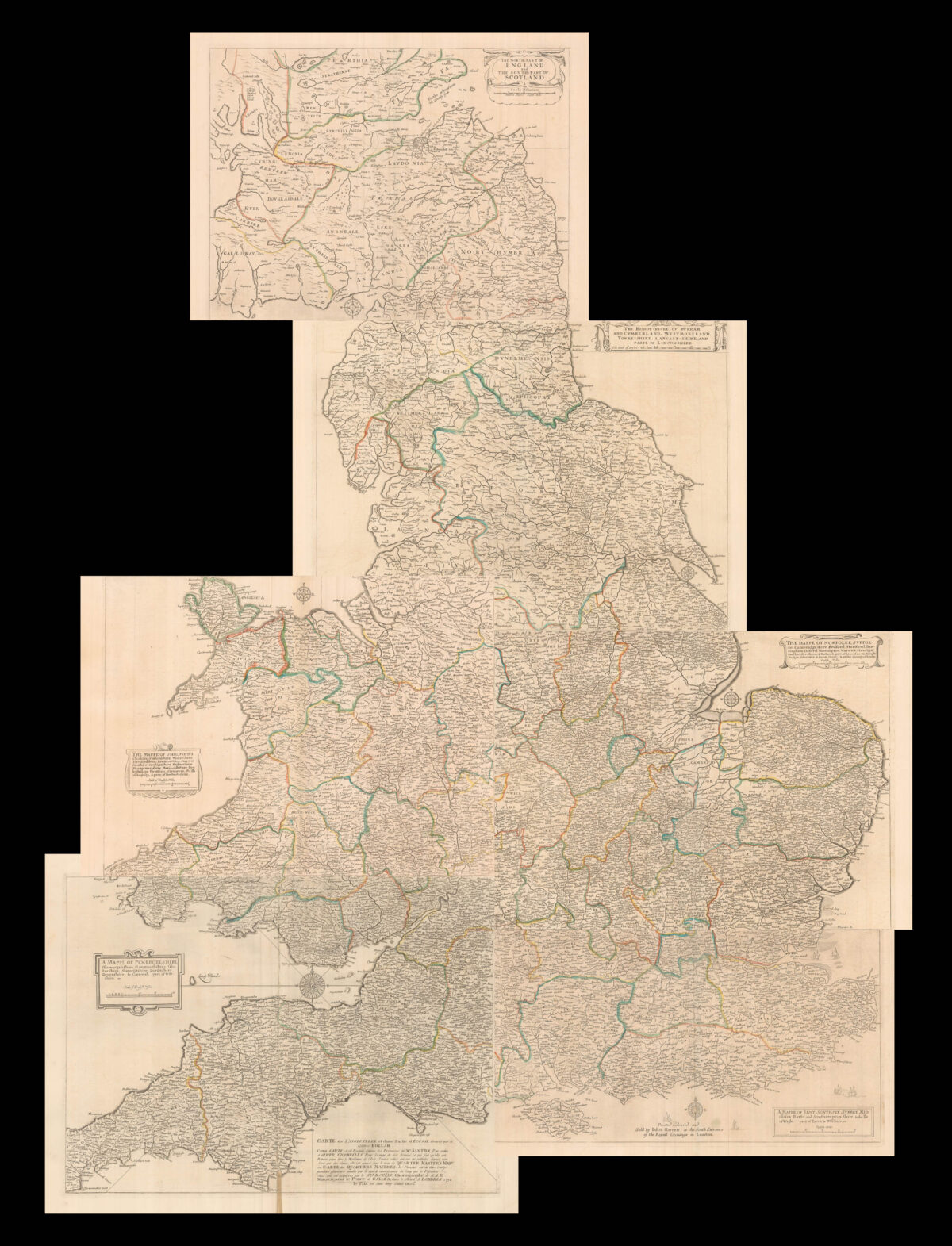 [HOLLAR, Wenceslaus] Carte de l'Angleterre et d'une partie d'Ecosse Gravée par le celebre Hollar.