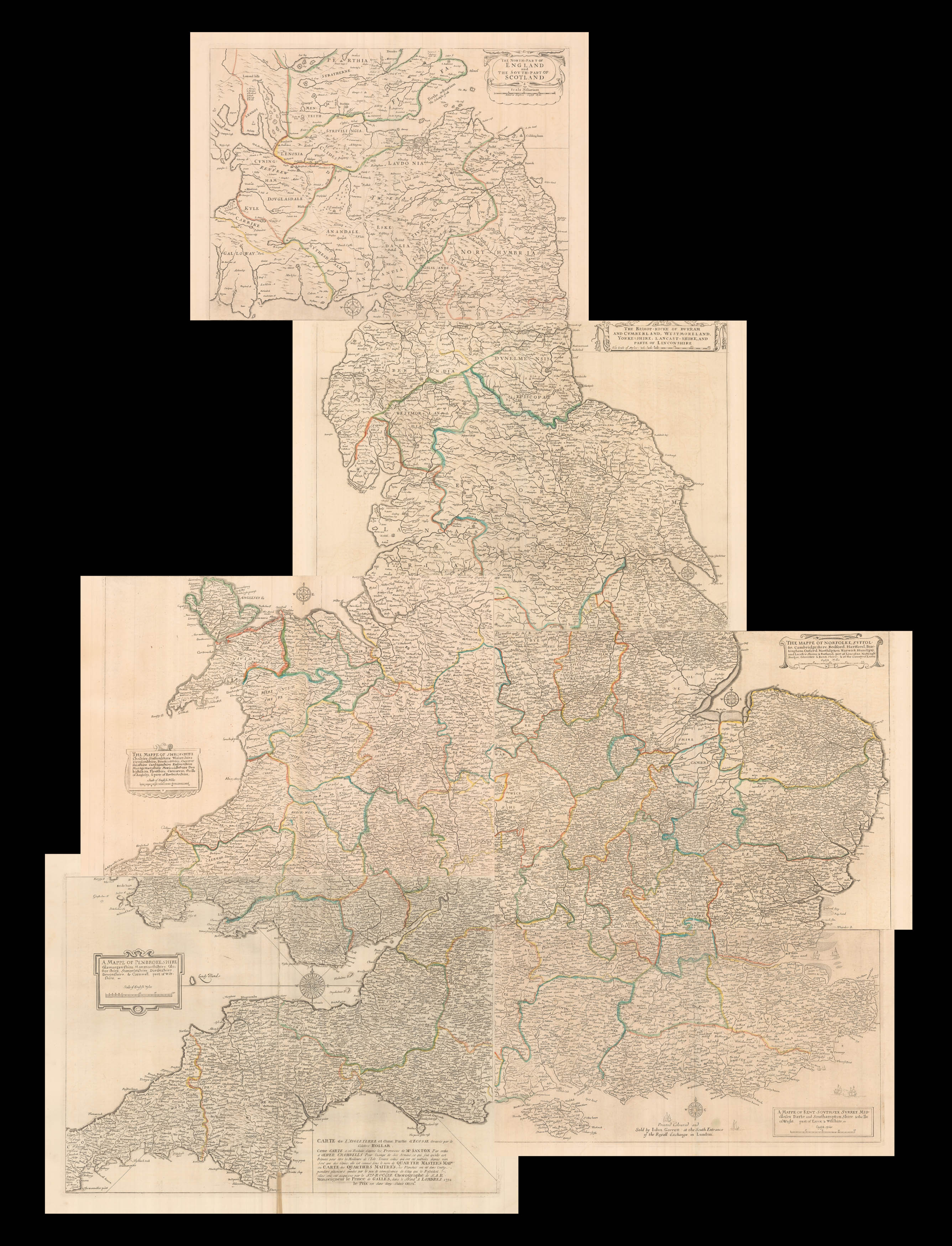 [HOLLAR, Wenceslaus] Carte de l'Angleterre et d'une partie d'Ecosse Gravée par le celebre Hollar.