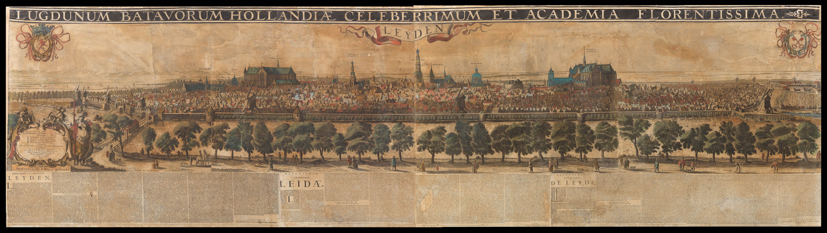 RIVET, Claude [Panorama of Leiden] Lugdunum Batavorum Hollandia Celeberrimum et Academia Florentissma.