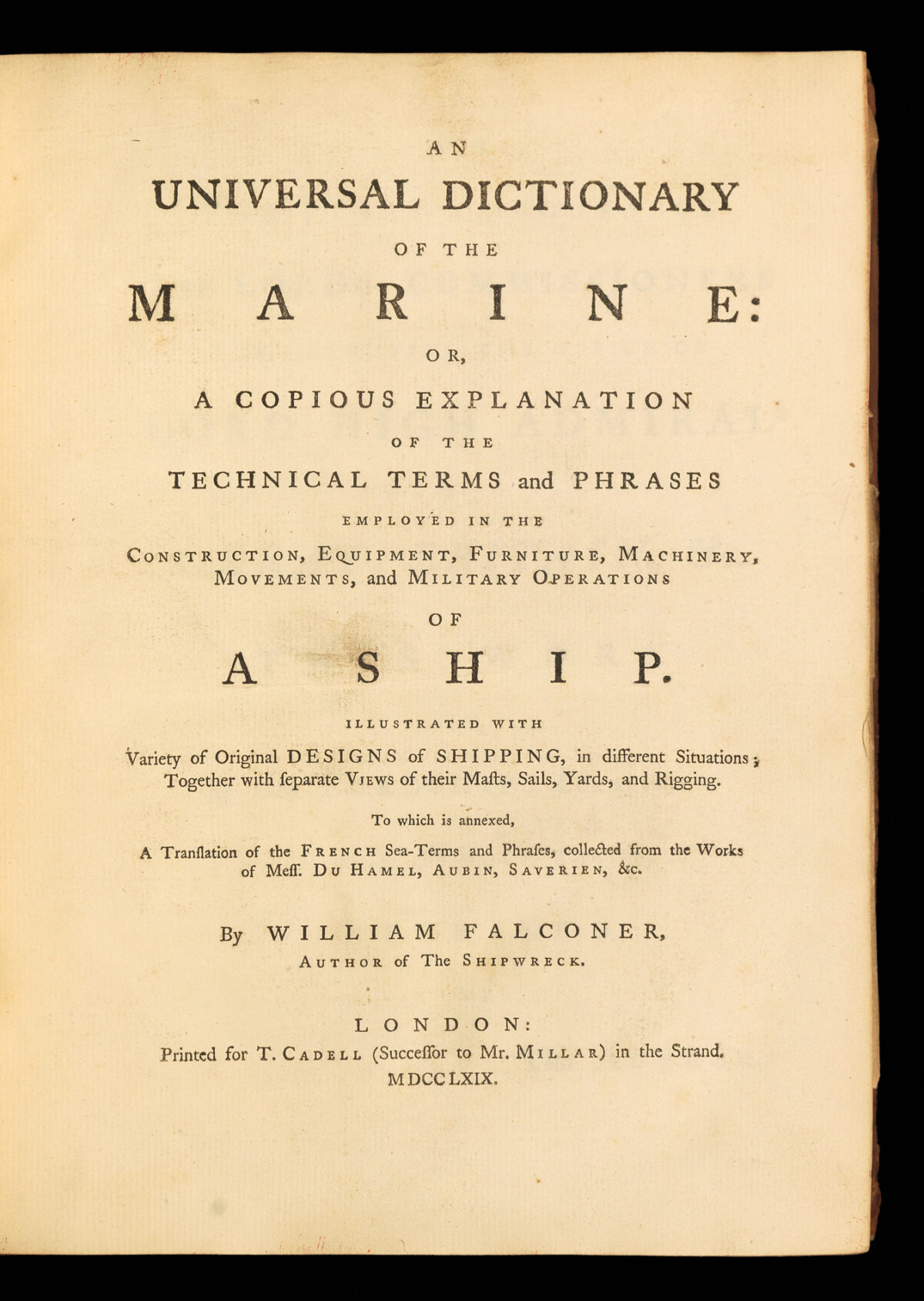 FALCONER, William An Universal Dictionary of the Marine: