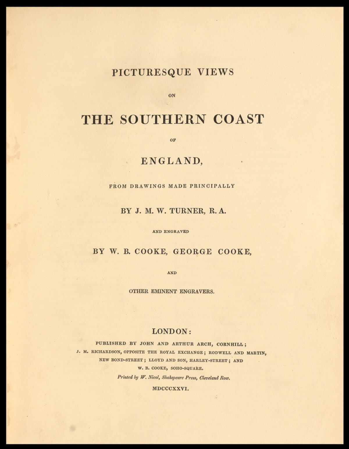 STANFIELD, Clarkson [Frederick] Stanfield's Coast Scenery. A Series of Views in the British Channel,