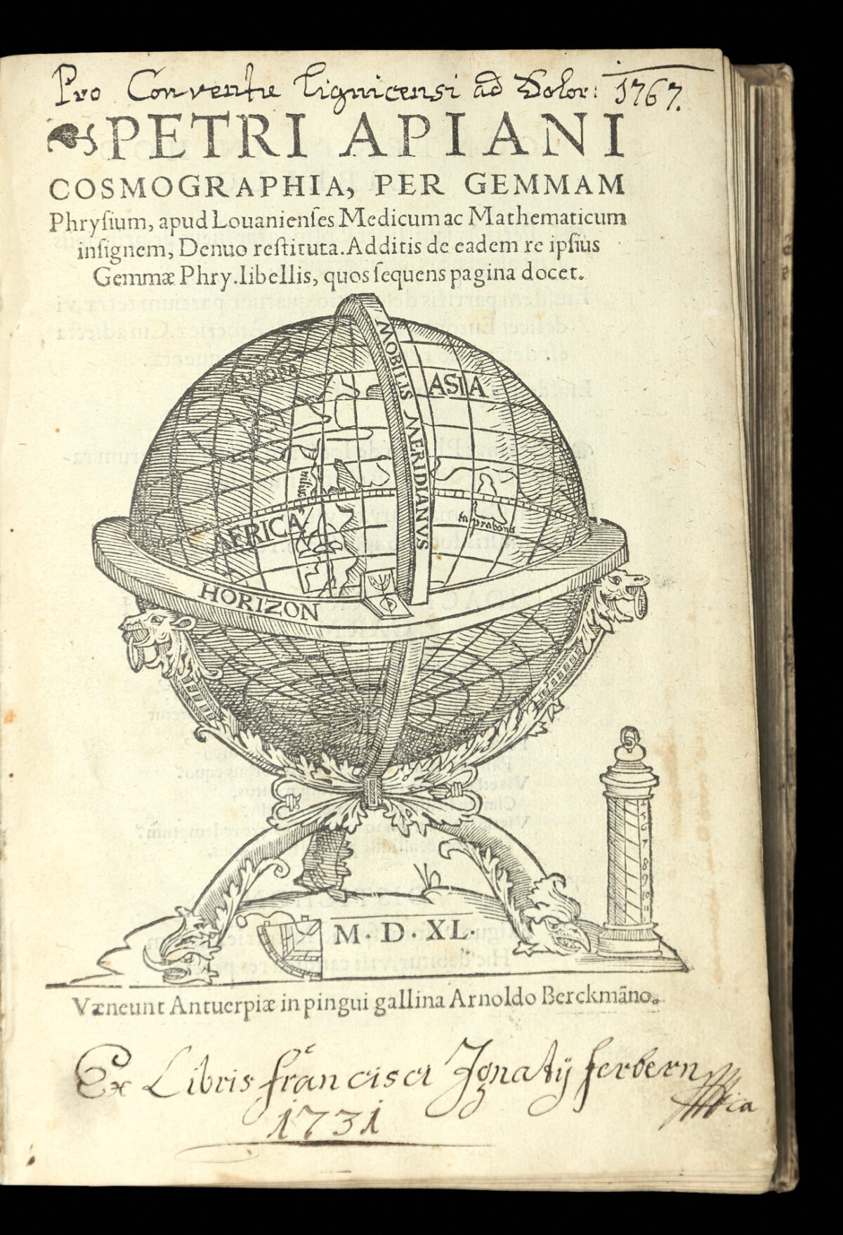 APIANUS, Petrus; Gemma Frisius Cosmographia,