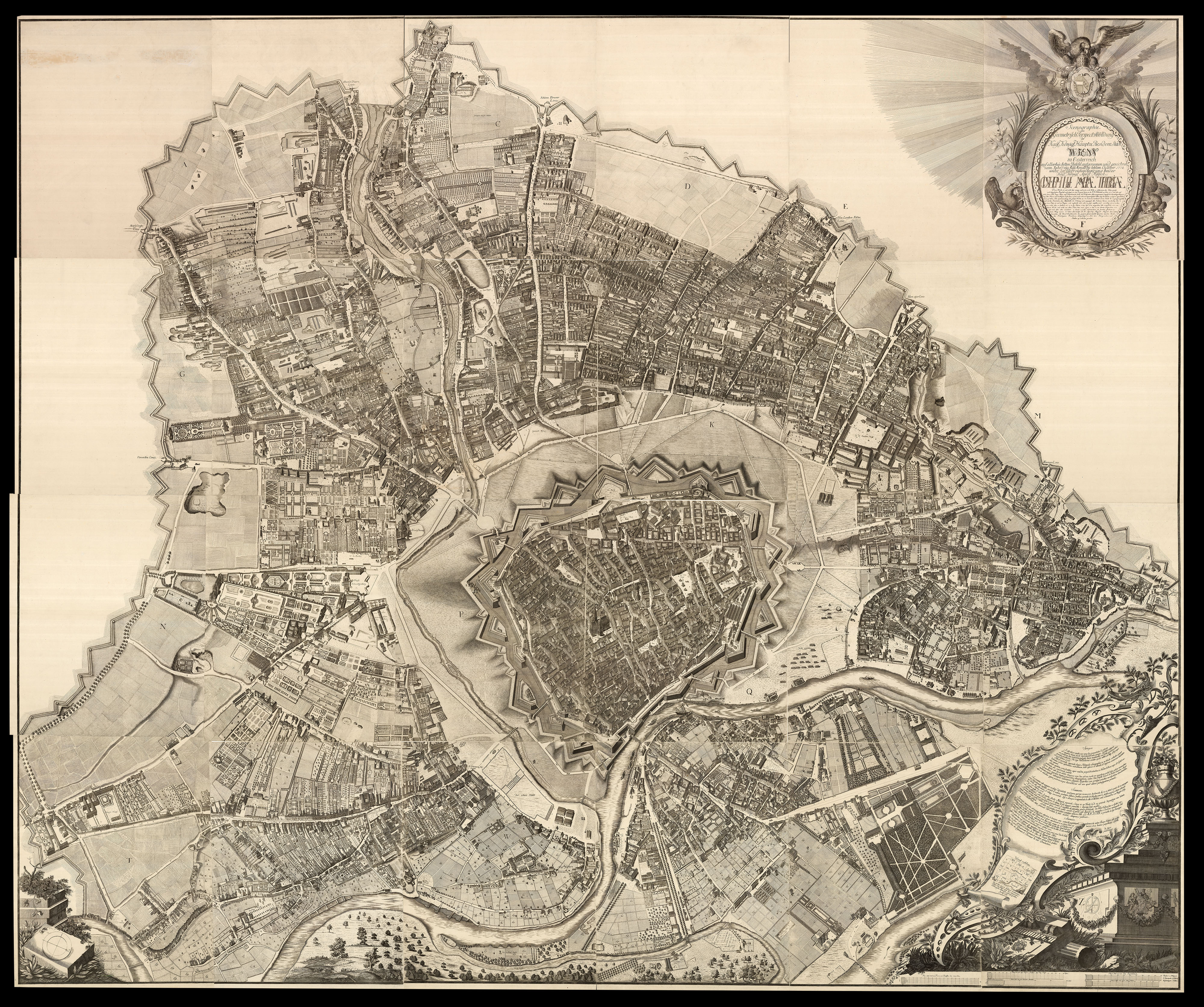 HUBER, Joseph Daniel von Scenographie, oder, Geometrisch perspect. Abbildung der kaÿl. königl. Haupt u. Residenz Stadt Wien in Oesterreich,