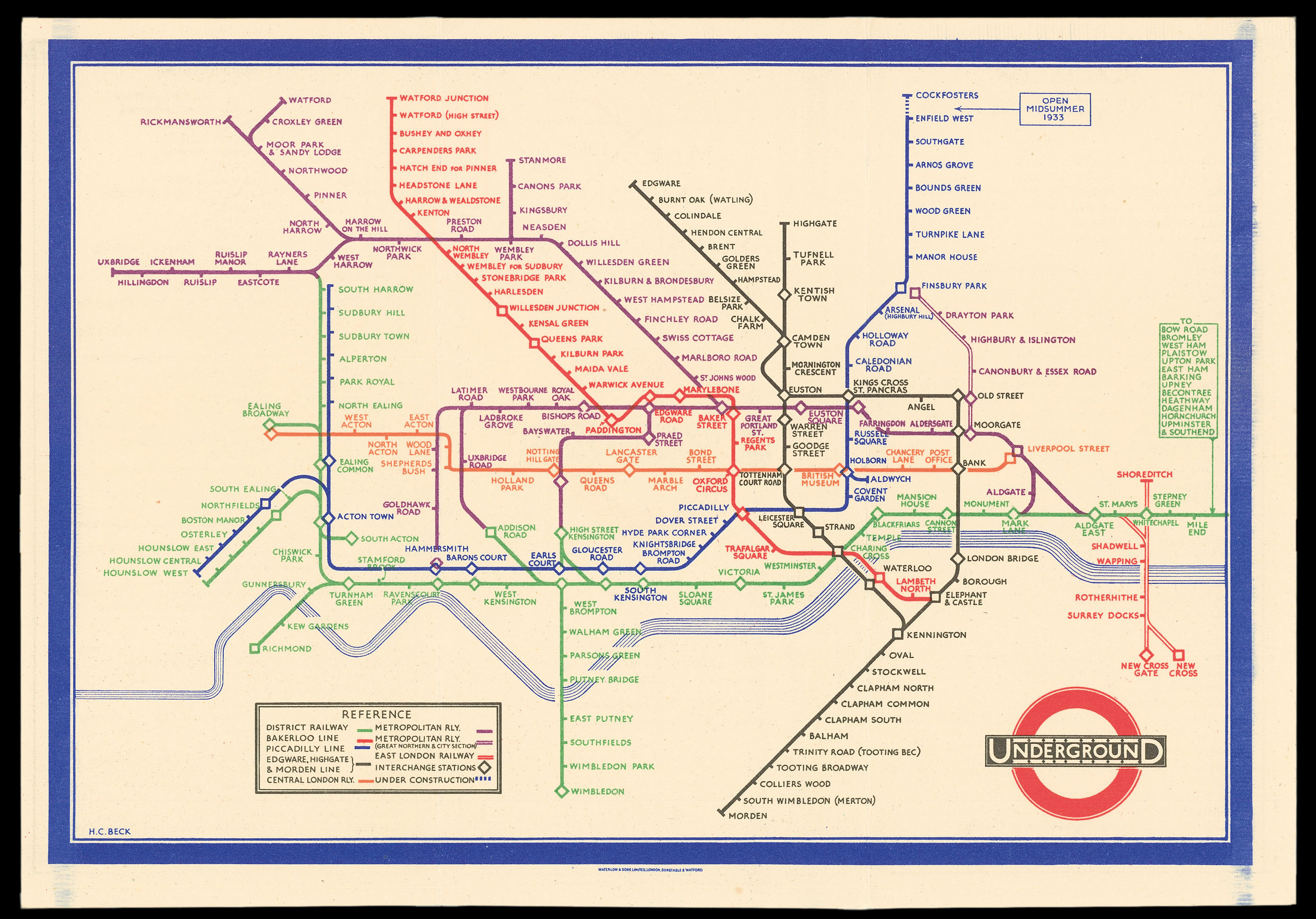 BECK, Harry Map of London's Underground Railways.