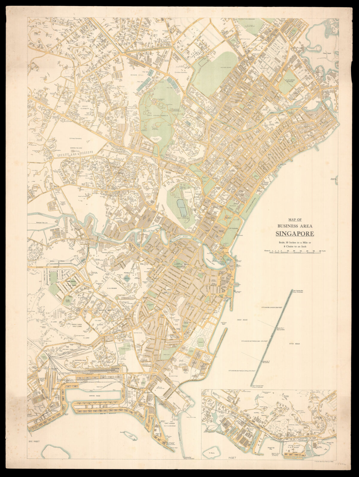 FEDERATED MALAY STATES SURVEYS Map of Business Area Singapore.