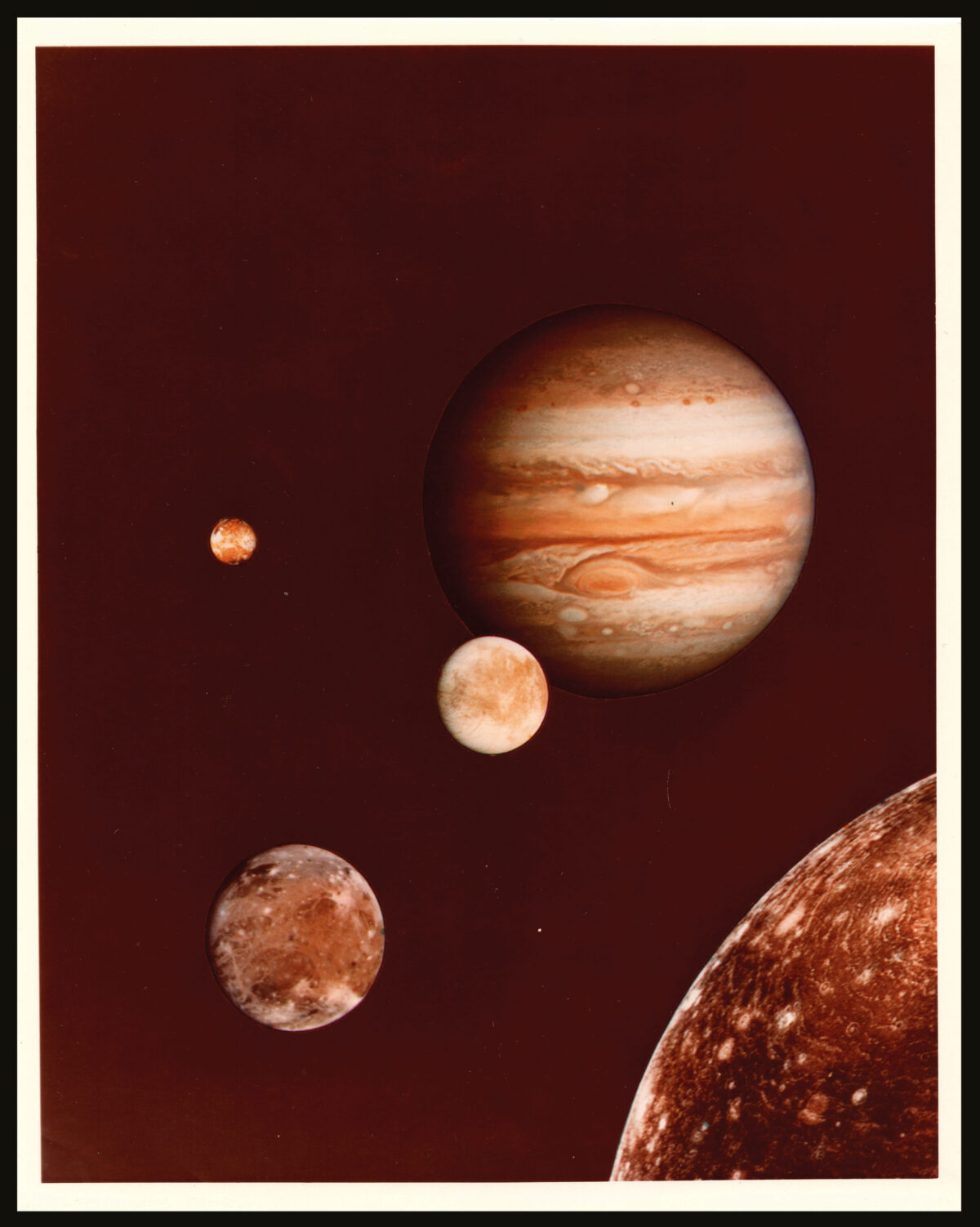 NASA. [Jupiter and its moons Io, Europa, Ganymede and Callisto; Saturn and six of its moons]