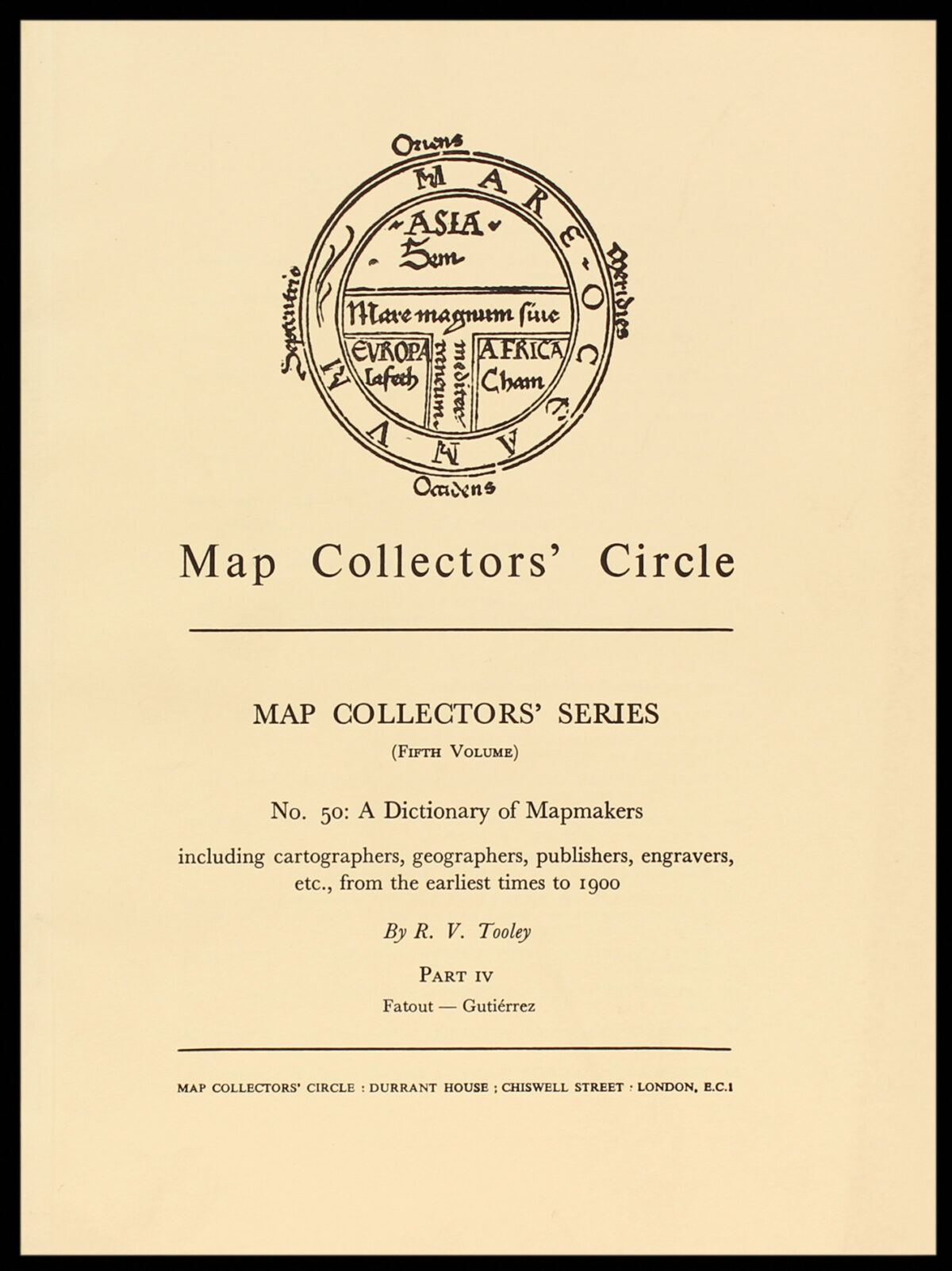TOOLEY, R. V. Map Collectors Circle