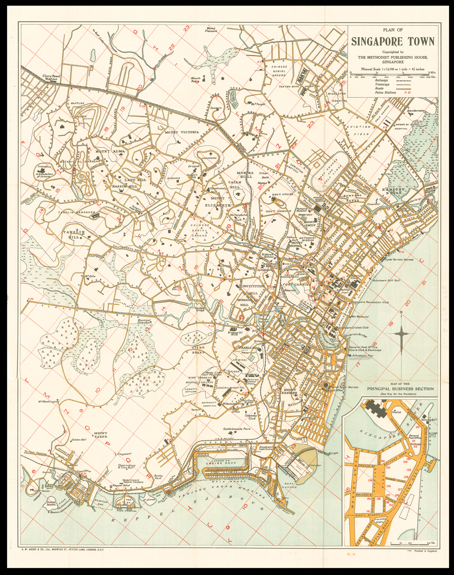 BACON, G[eorge] W[ashington] Map of Singapore Island [and] Plan of Singapore Town,