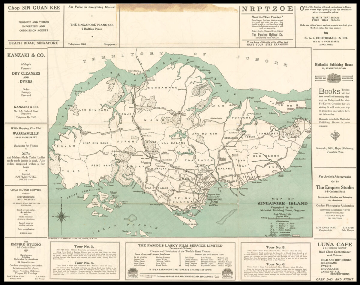BACON, G[eorge] W[ashington] Map of Singapore Island [and] Plan of Singapore Town,