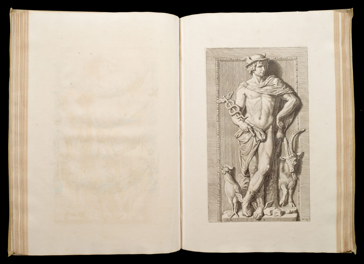 CAMPEN, Jacob van; QUELLINUS, Hubertus Afbeelding van't Stadt Huys van Amsterdam [bound with:] Het eerste deel van de voornaemste Statuen ende Ciraten, vant konstrijck Stadhuys van Amstelredam, tmeeste in marmer gemaeckt, door Artus Quellinus, beelthouwer der voorseyde Stadt.