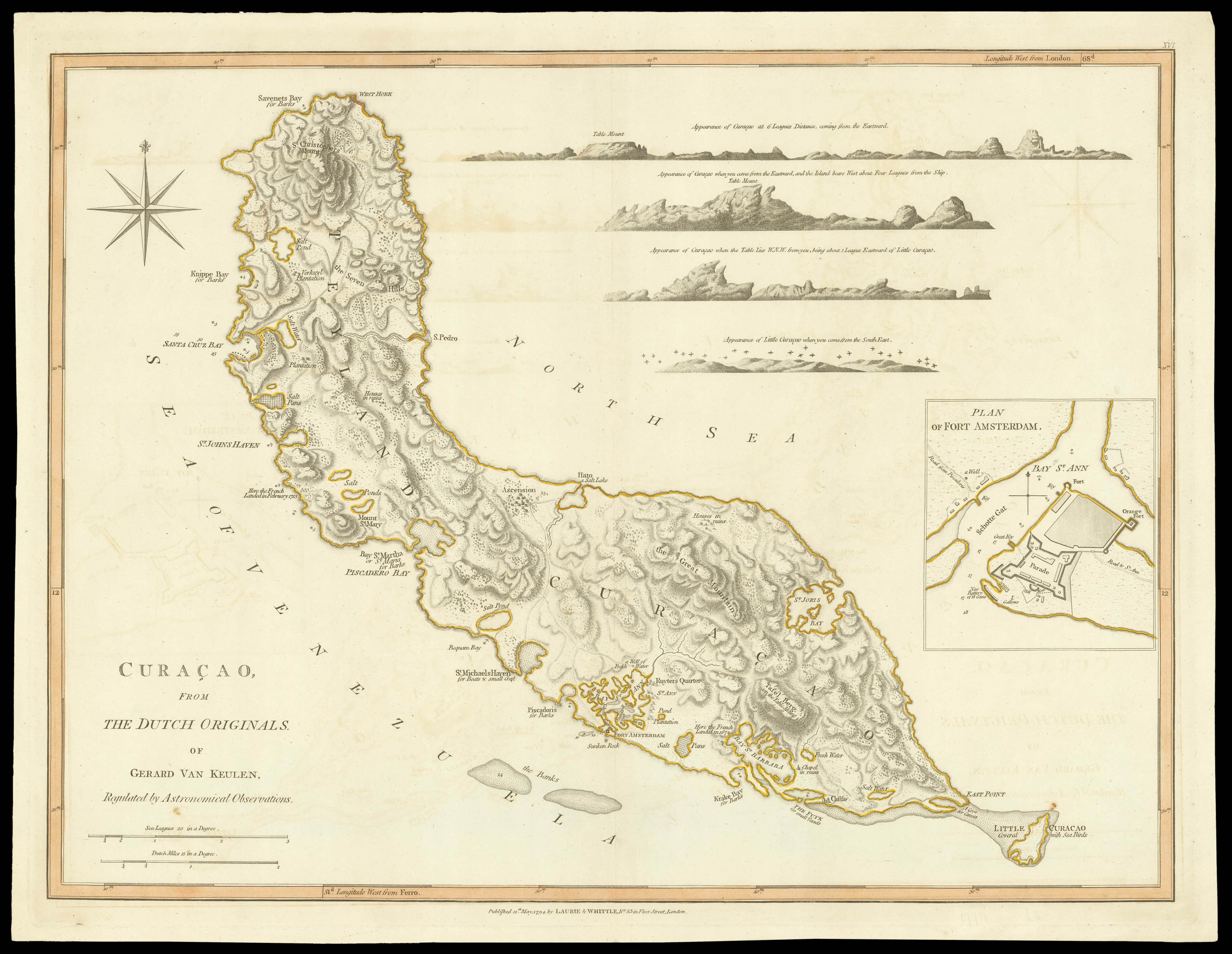 JEFFERYS, Thomas Curacao from the Dutch Originals of Gerard van Keulen, Regulated by Astronomical Observations.