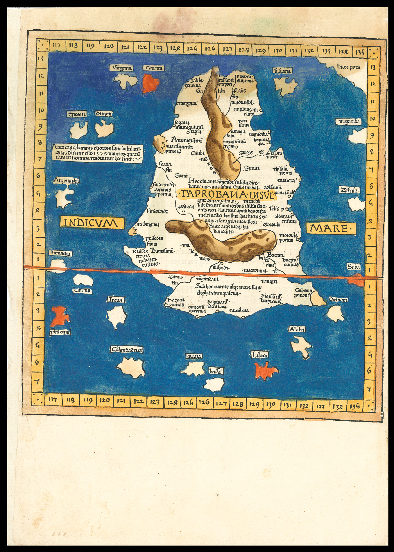 PTOLEMAEUS, Claudius [translated by ANGELUS, Jacobus, edited by GERMANUS, Nicolaus] Taprobana Insula.