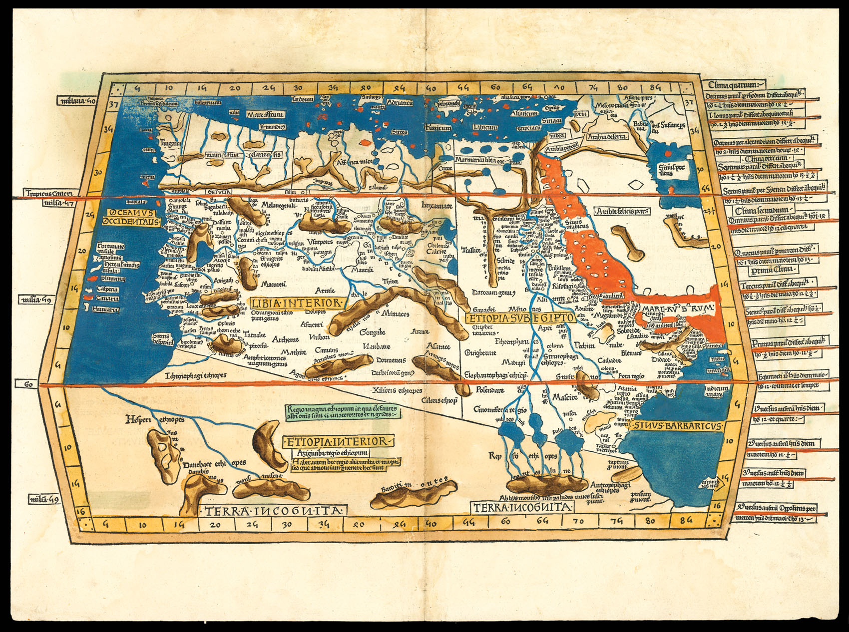 PTOLEMAEUS, Claudius [translated by ANGELUS, Jacobus, edited by GERMANUS, Nicolaus] Quarta Affrice Tabula