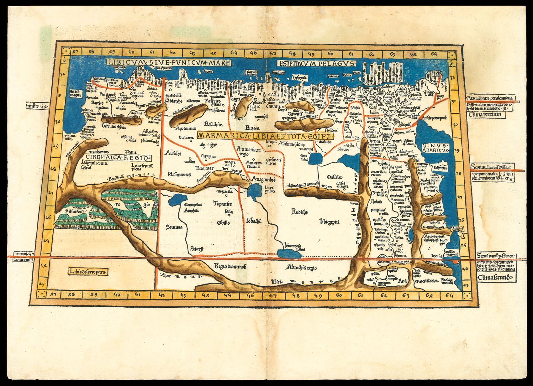 PTOLEMAEUS, Claudius [translated by ANGELUS, Jacobus, edited by GERMANUS, Nicolaus] Tertia Affrice Tabula.