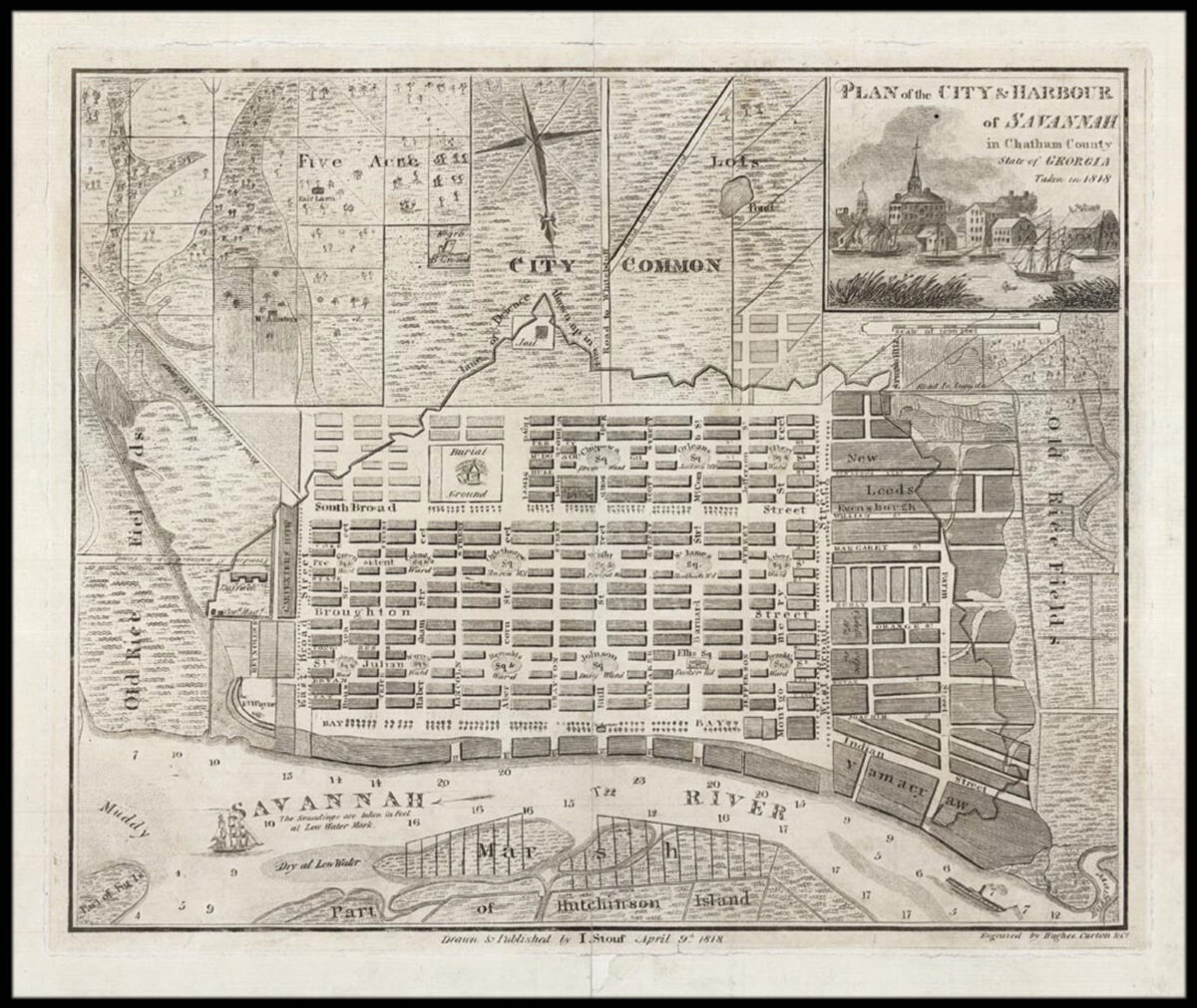 STOUF, I[sidore] Plan of the City & Harbour of Savannah in Chatham County State of Georgia. Taken in 1818.