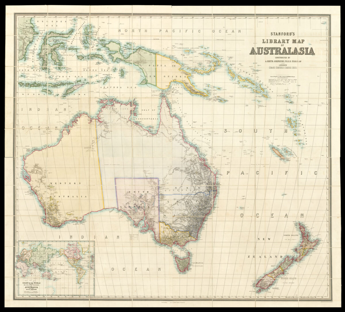JOHNSTON, A. Keith Stanford's Library Map of Australasia