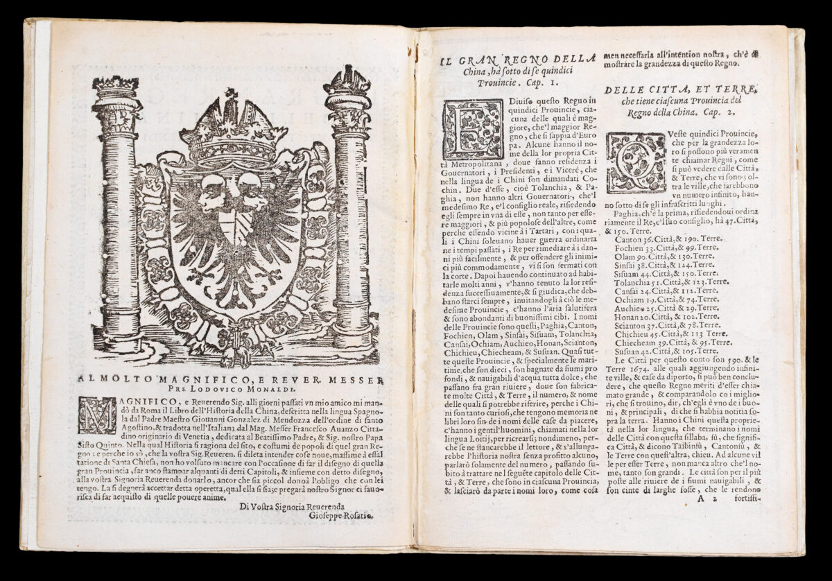 GONZALEZ dE MENDOZA, Juan; and Giuseppe ROSACCIO Il gran regno della China, novamente dalli Reverendi Padri di S. Agostino, S. Francesco, & Gesù, discoperto