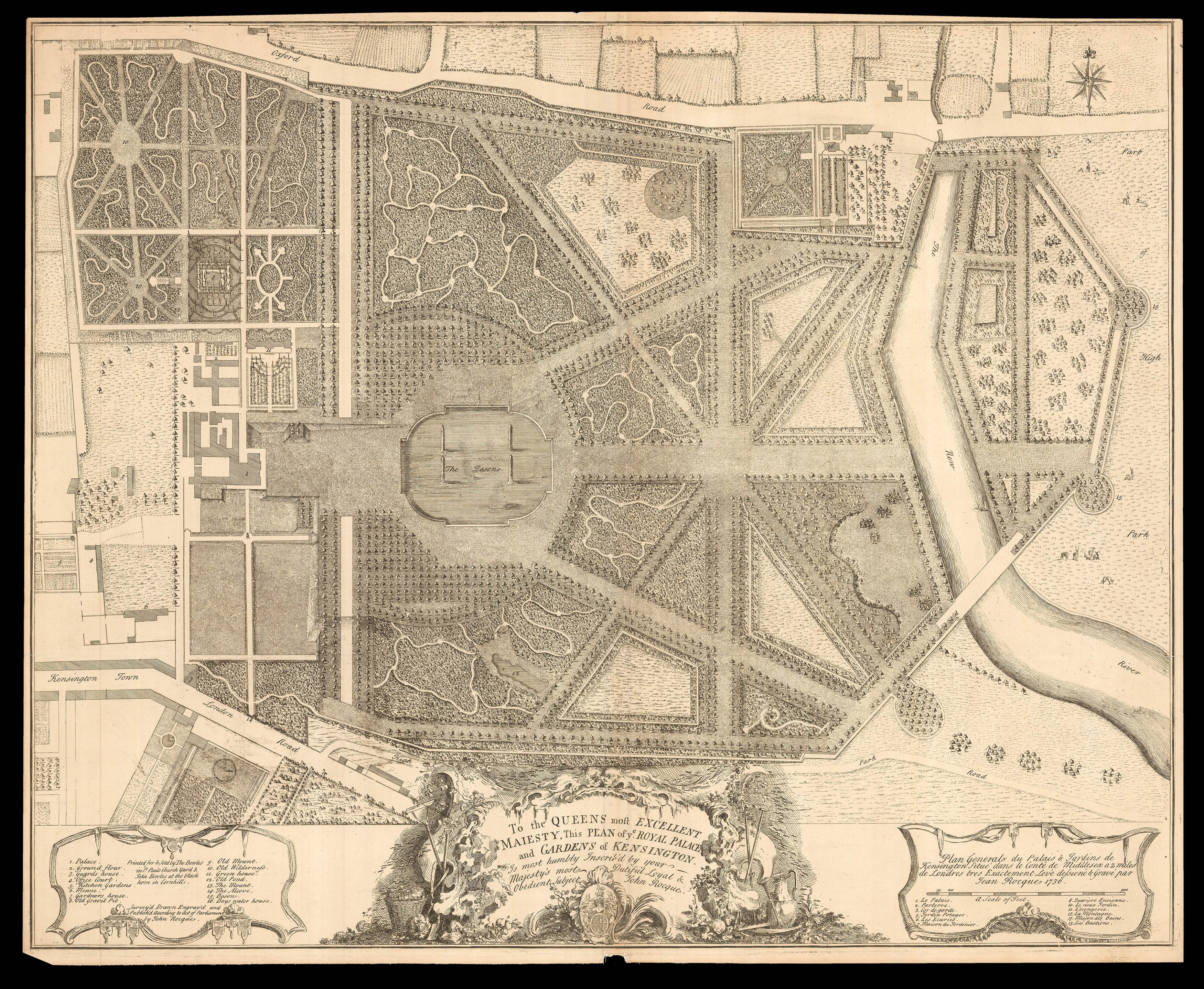 ROCQUE, John Plan Generale du Palais & Jardins de Kensington