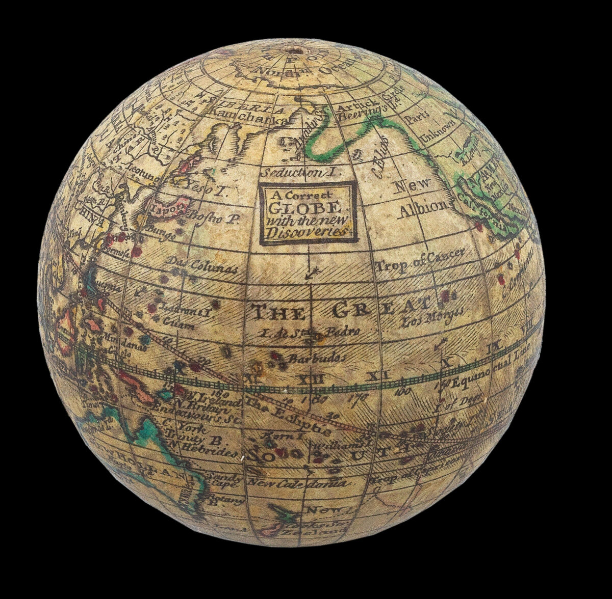 [ANONYMOUS after MOLL, Herman]. A Correct Globe with the new Discoveries. [and] A Correct Globe with ye New Constelations of Dr. Halley &c.