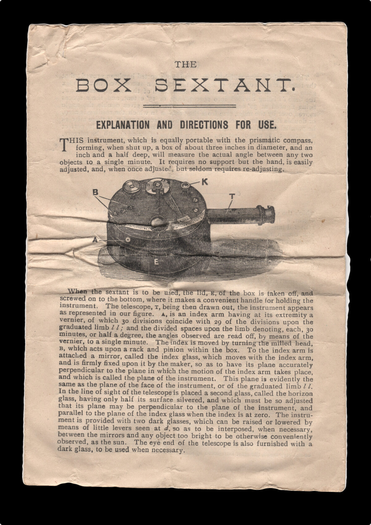 CARY, John Brass Box Sextant.