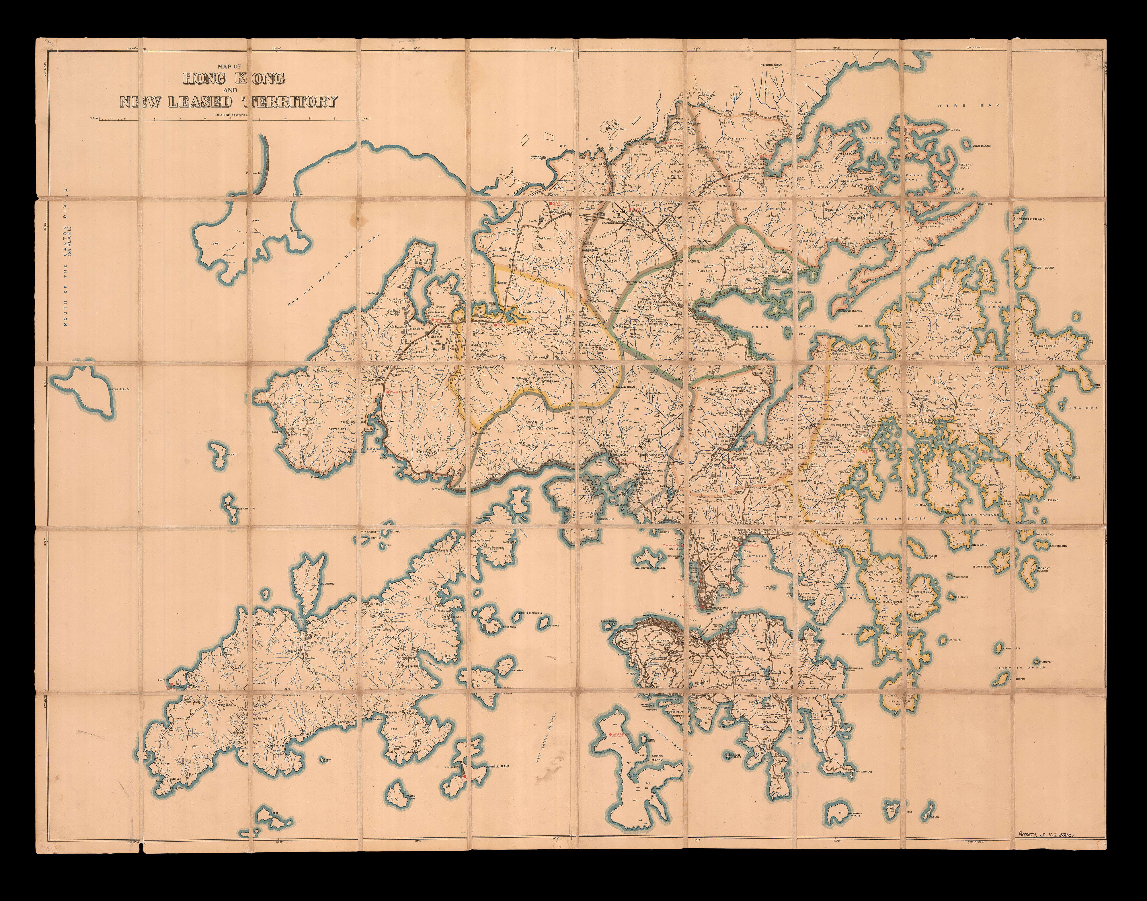 [SCHOOL OF MILITARY ENGINEERING, CHATHAM] A Map of Hong Kong and New Leased Territory.
