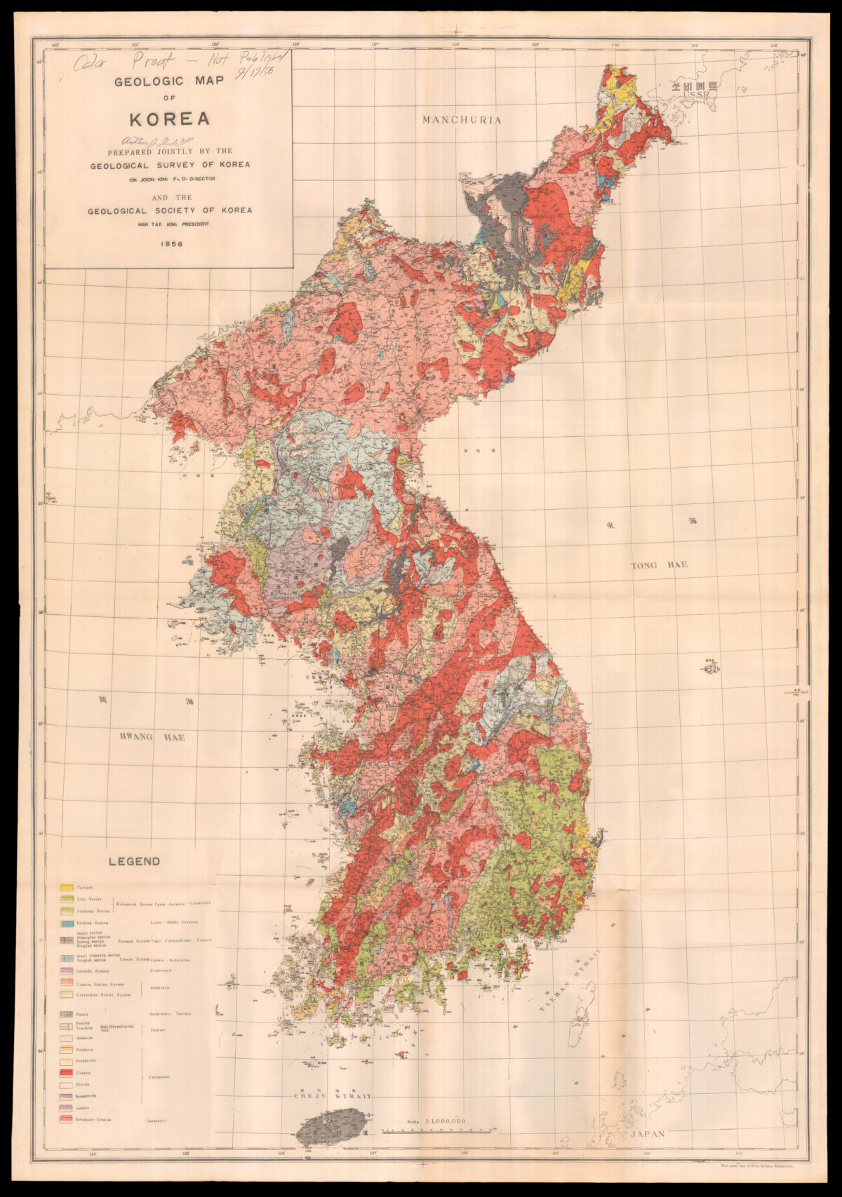 GEOLOGICAL SURVEY OF KOREA [and] GEOLOGICAL SOCIETY OF KOREA Geologic Map of Korea