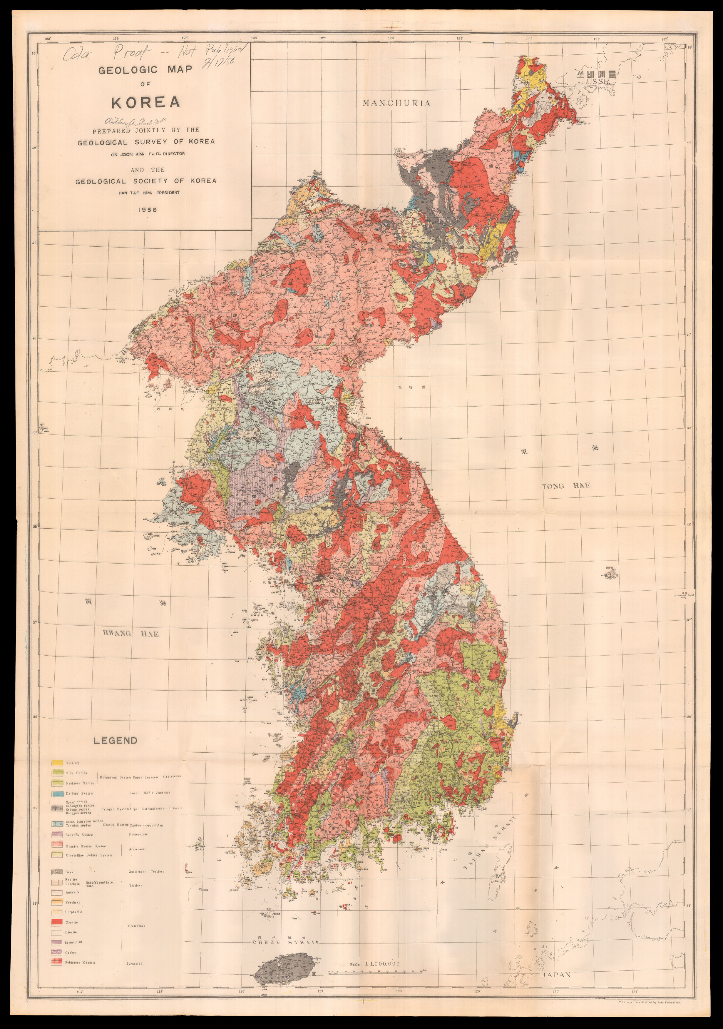 GEOLOGICAL SURVEY OF KOREA [and] GEOLOGICAL SOCIETY OF KOREA Geologic Map of Korea
