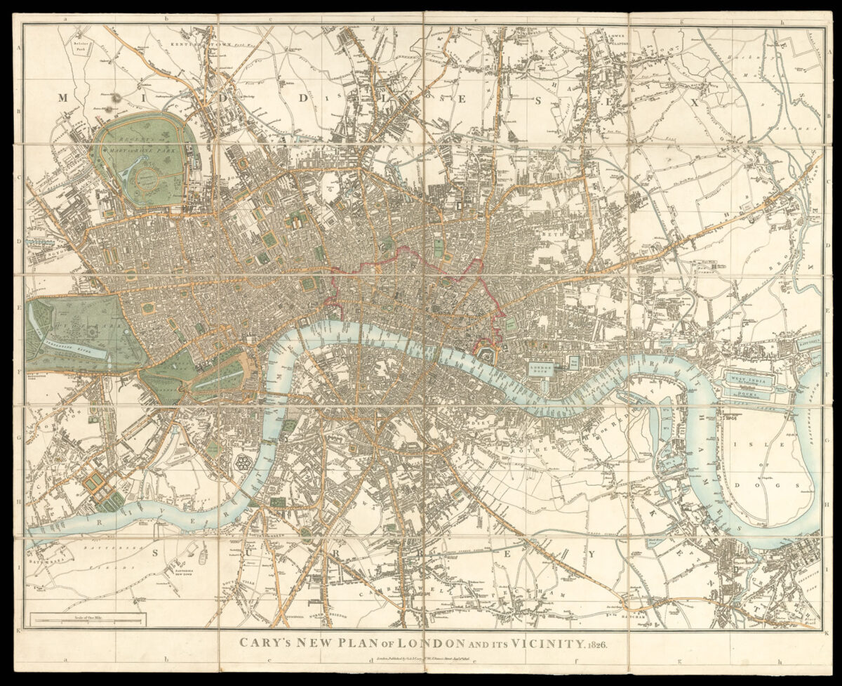 CARY, John & George Cary's New Plan of London and Its Vicinity, 1826.