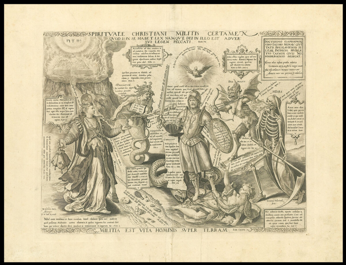 WIERIX, Hieronymus; [after] Marten de VOS Spirituale Christiani militis certamen.