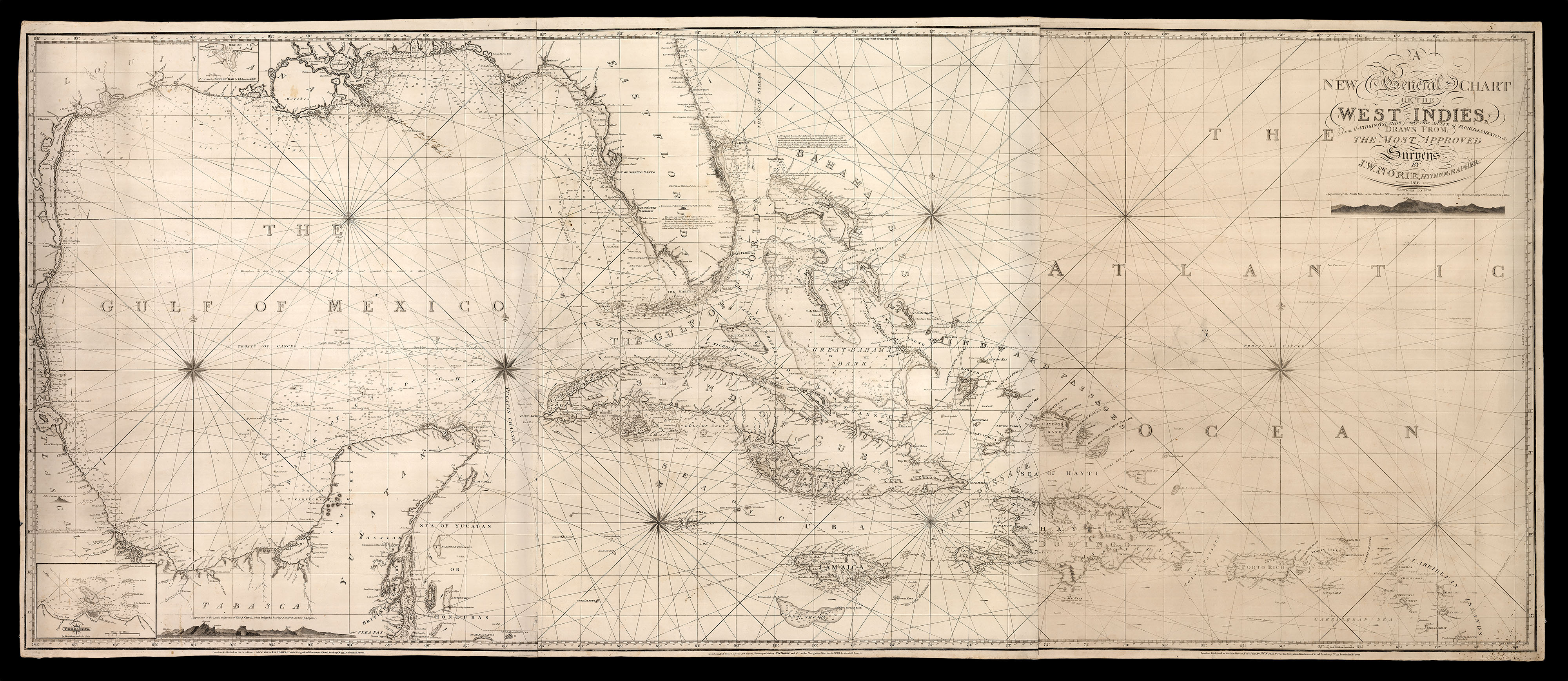 [HEATHER, William, and] John William NORIE A New General Chart of the West Indies, from the Virgin Islands to the Gulfs of Florida & Mexico &c.